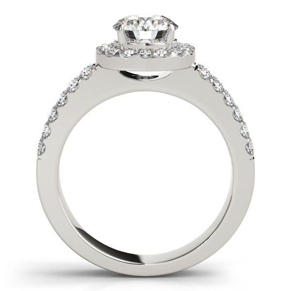 14k White Gold Halo Diamond Engagement Ring With Double Row Band (1 3/8 cttw) thumbnail 2