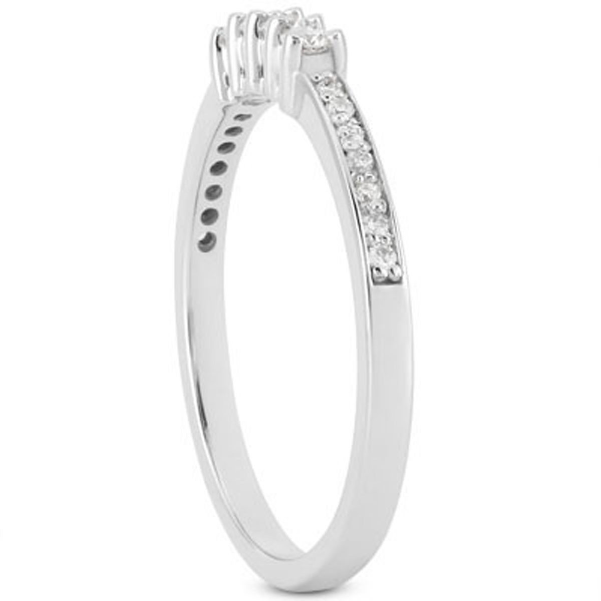 14k White Gold Wedding Band with Pave Set Diamonds and Prong Set Diamonds thumbnail 2