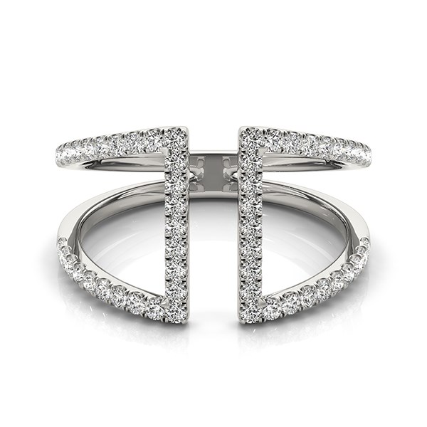 14k White Gold Open Style Dual Band Ring with Diamonds (1/2 cttw) thumbnail 2