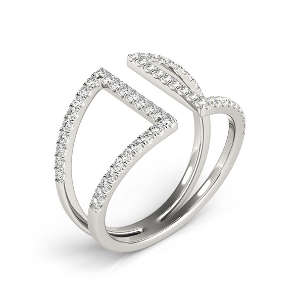 14k White Gold Open Style Dual Band Ring with Diamonds (1/2 cttw) thumbnail 3