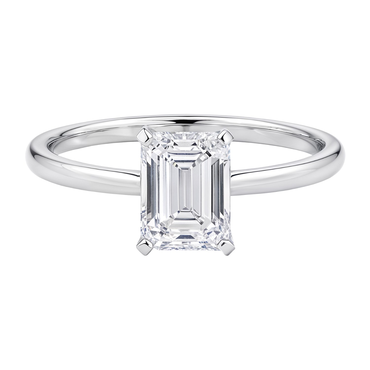 1 1/2 Carat Emerald Lab Grown IGI G/VS1 Diamond Solitaire Ring in 14K White Gold thumbnail 4