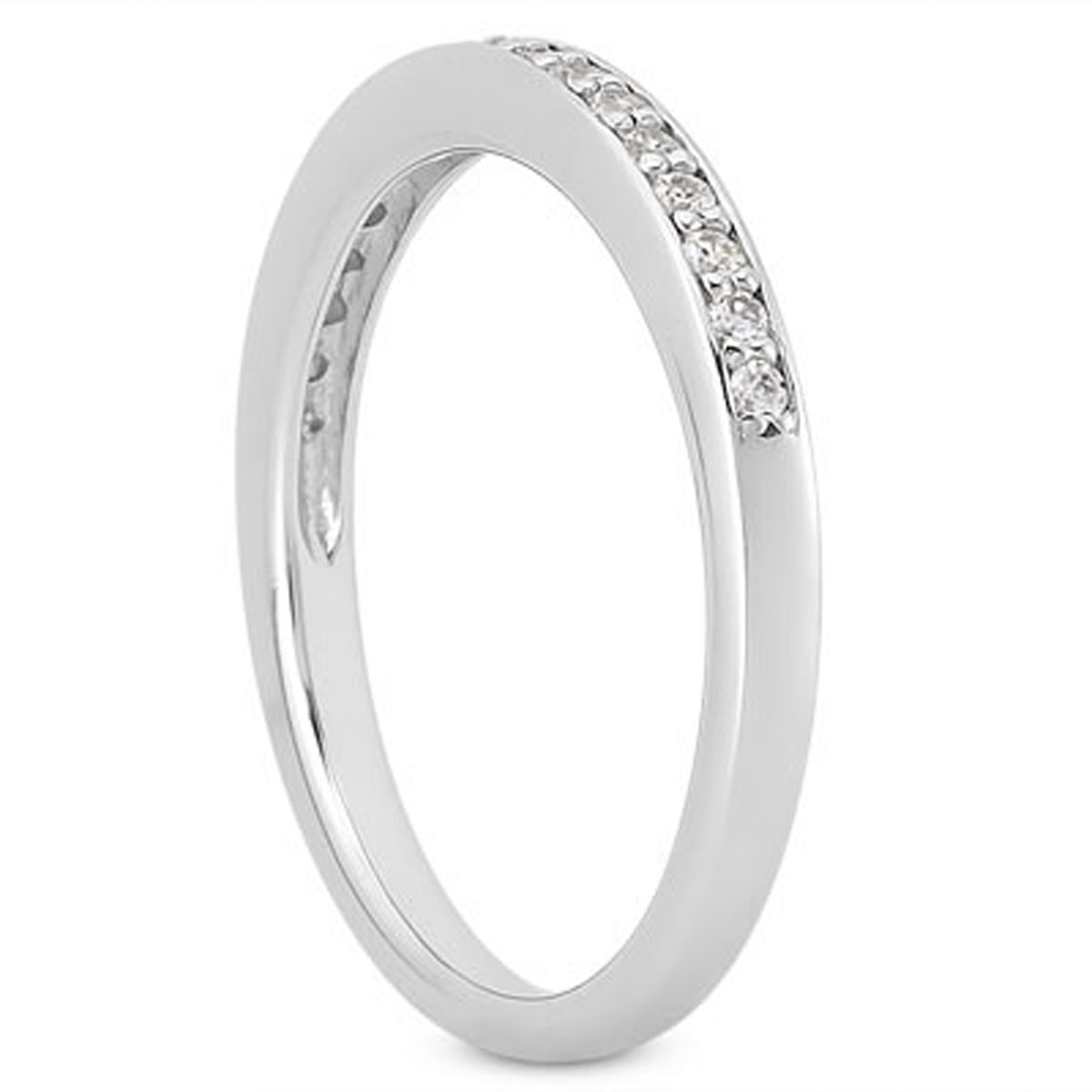 14k White Gold Micro-pave Flat Sided Diamond Wedding Ring Band thumbnail 2