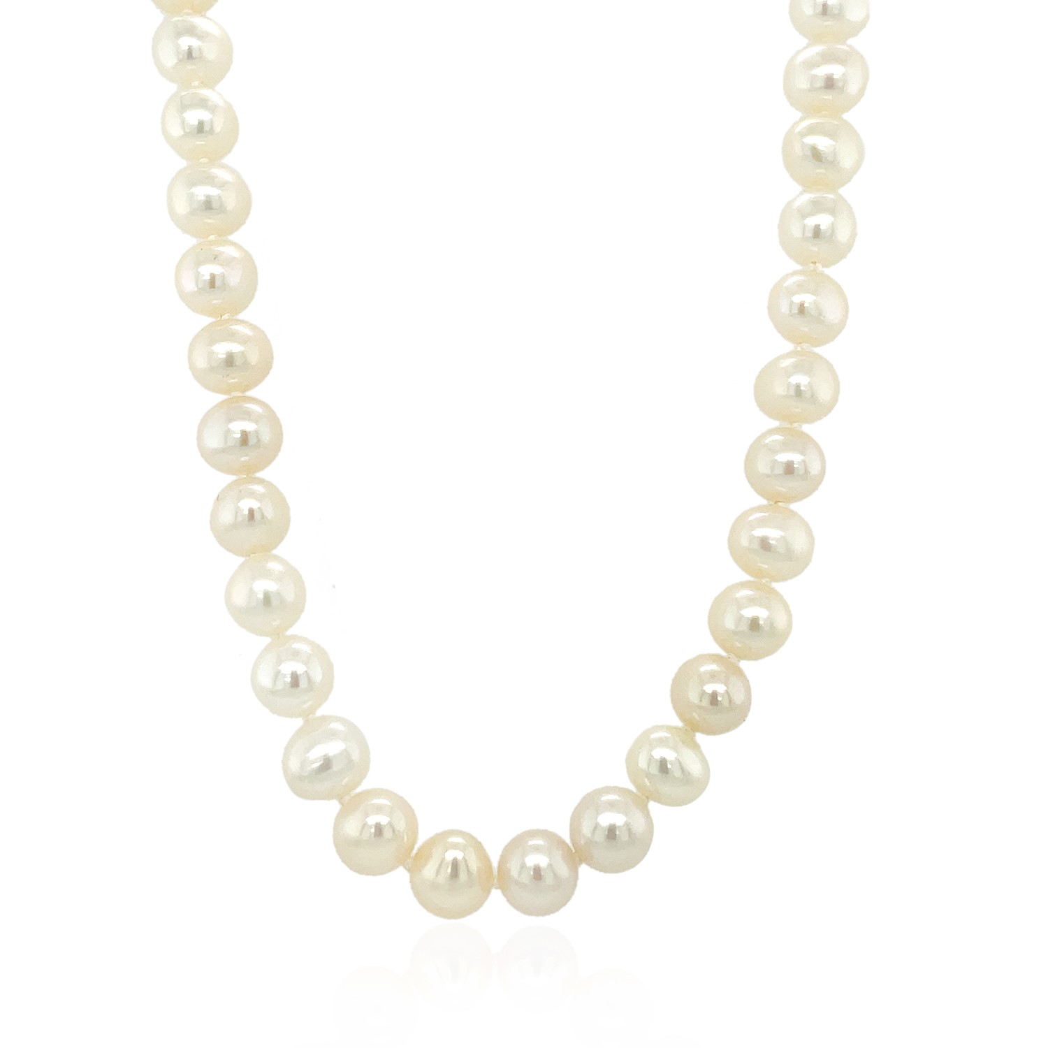 14k Yellow Gold Necklace with White Freshwater Cultured Pearls (6.0mm to 6.5mm) thumbnail 2
