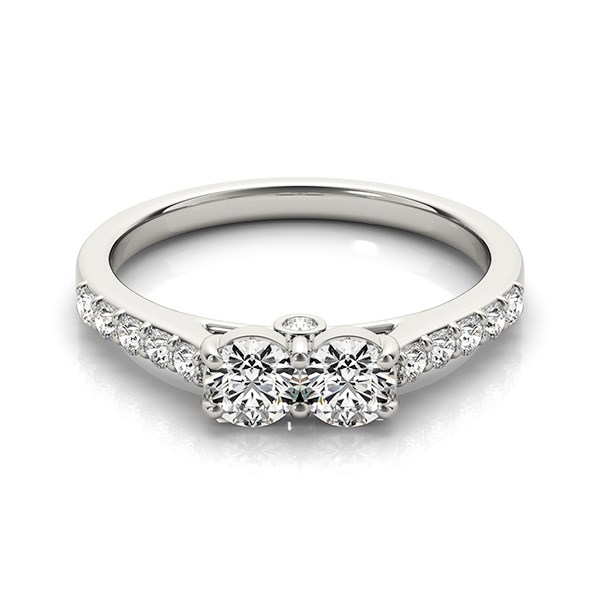 14k White Gold Round Two Stone Diamond Ring (3/4 cttw) thumbnail 3