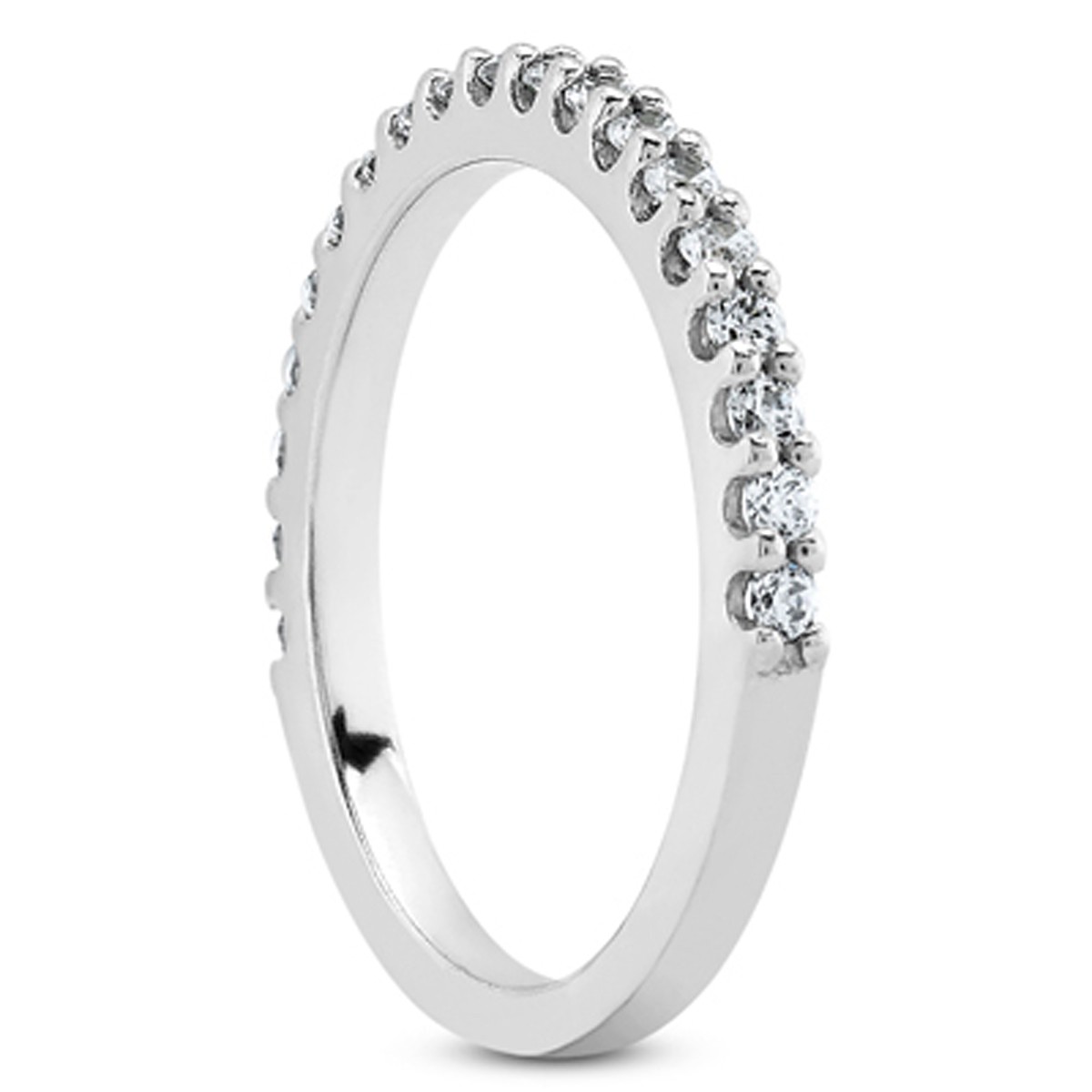 14k White Gold Shared Prong Diamond Wedding Ring Band with U Settings thumbnail 2