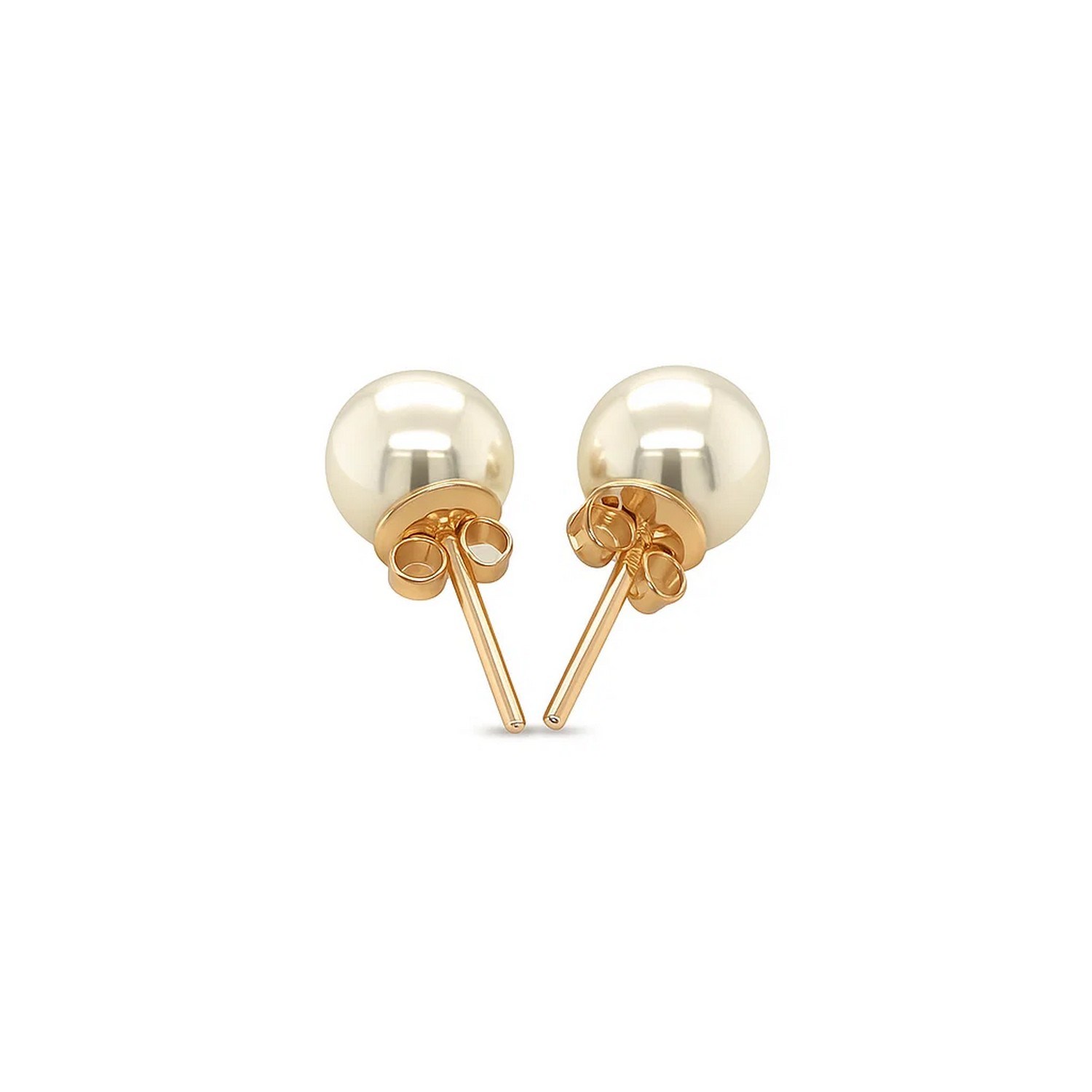 14k Yellow Gold Freshwater Cultured White Pearl Stud Earrings (6mm) thumbnail 3