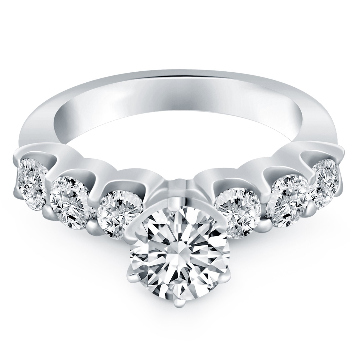 14k White Gold Shared Prong Diamond Engagement Ring thumbnail 2