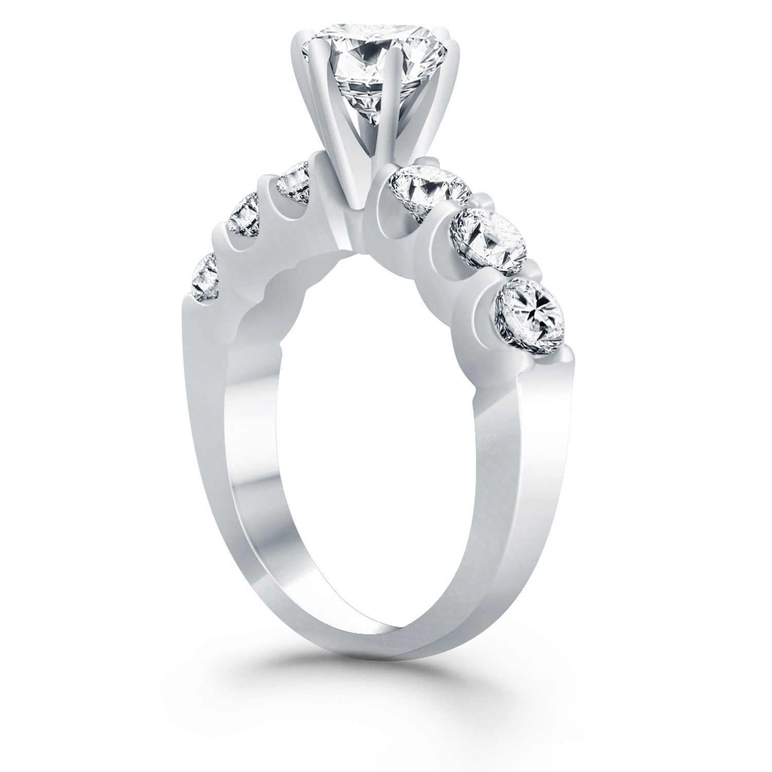 14k White Gold Shared Prong Diamond Engagement Ring thumbnail 3