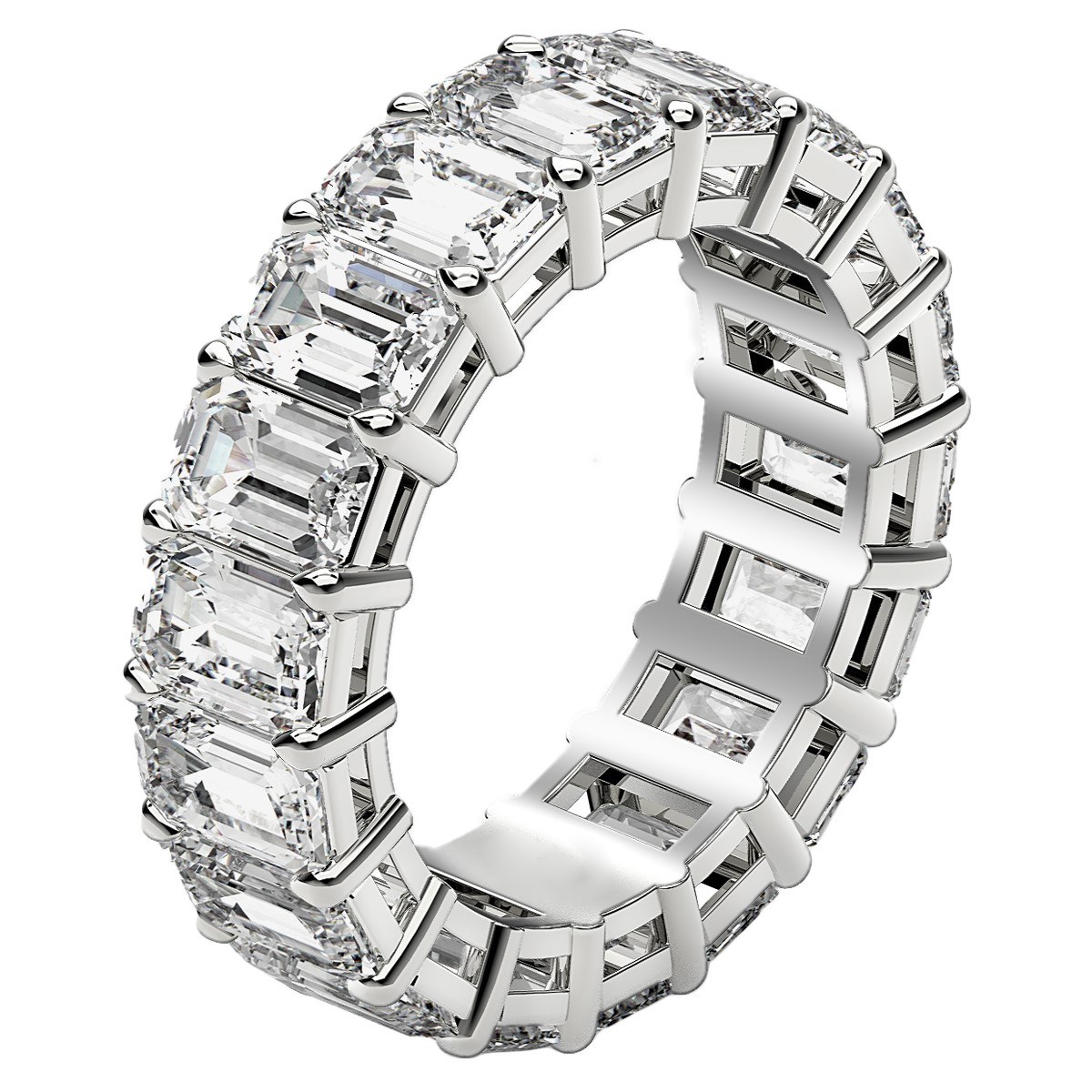 Emerald Cut Lab Grown Diamond Eternity Ring in 14k White Gold (8 cttw FG/VS2) thumbnail 4
