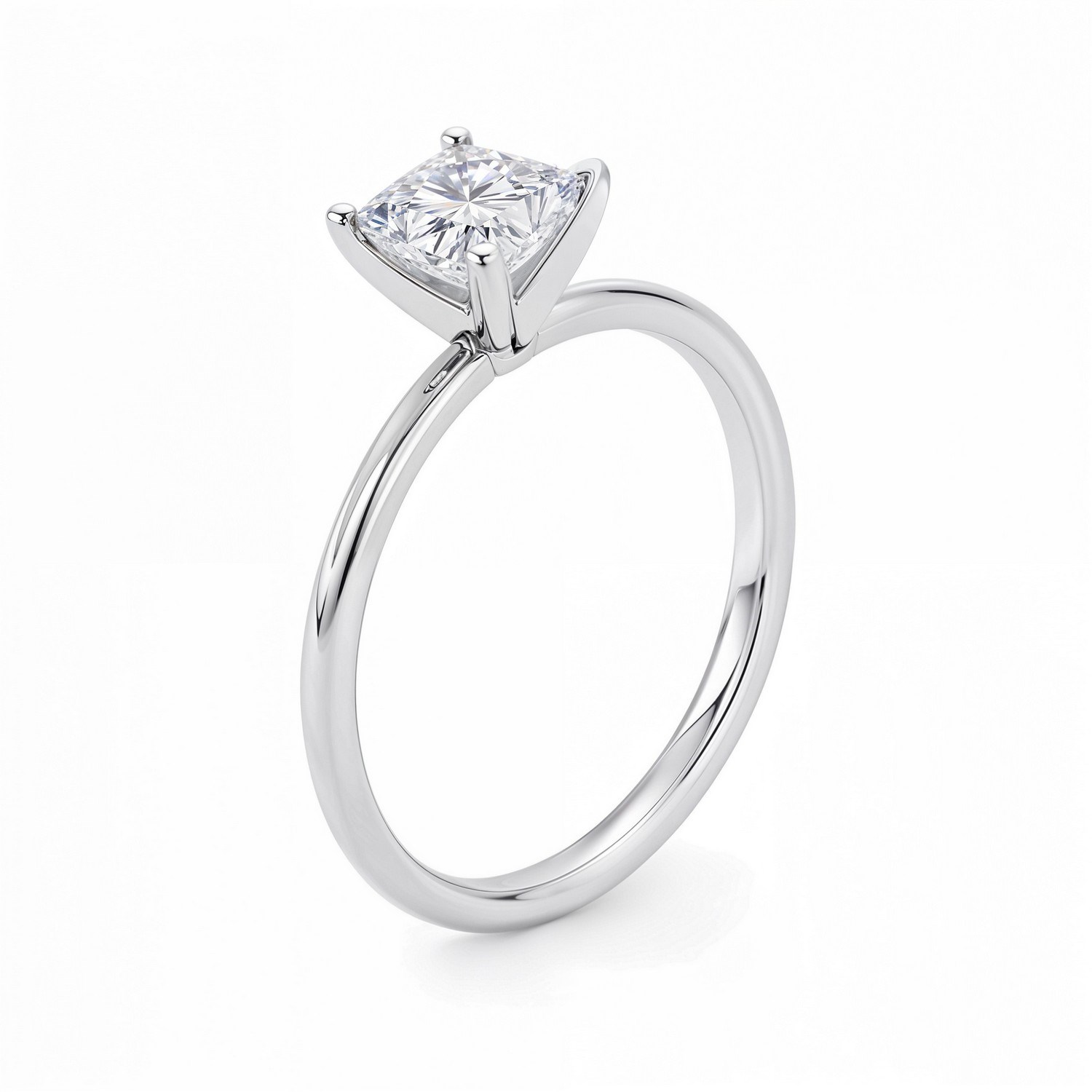1 Carat Princess Lab Grown IGI G/VS1 Diamond Solitaire Ring in 14K White Gold thumbnail 3