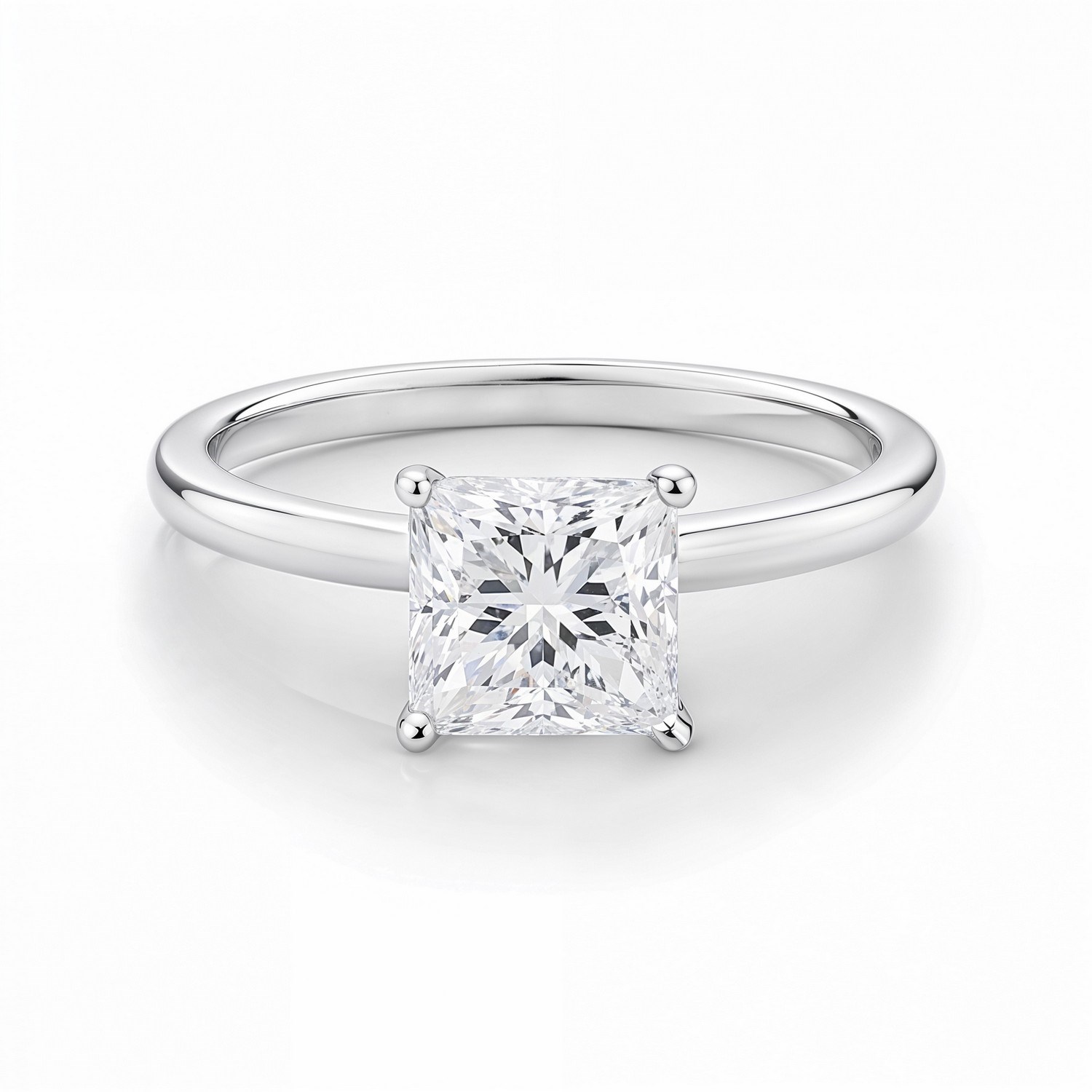 1 Carat Princess Lab Grown IGI G/VS1 Diamond Solitaire Ring in 14K White Gold thumbnail 4