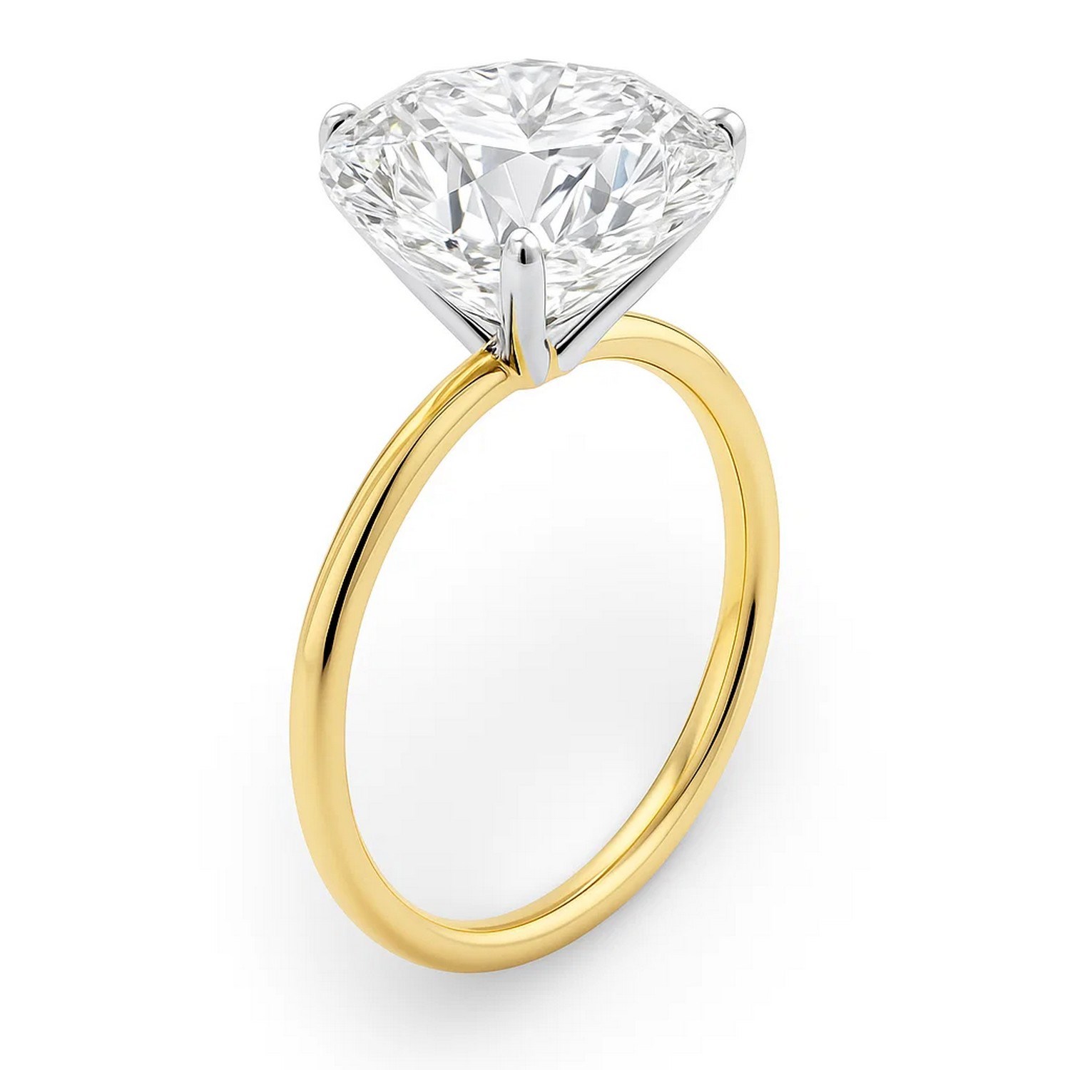5 Carat Round Lab Grown IGI G/VS1 Diamond Solitaire Ring in 10K Yellow Gold thumbnail 3