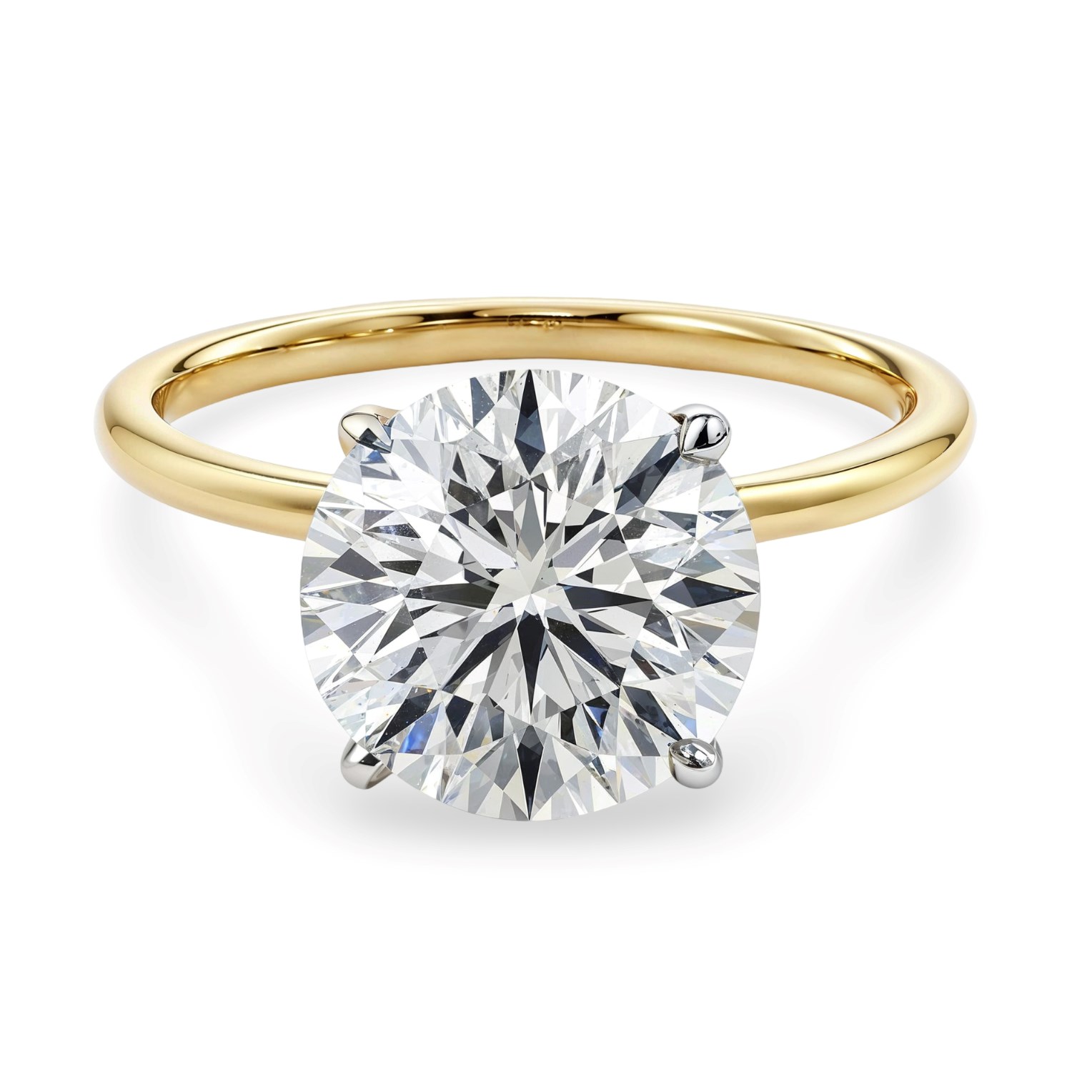 5 Carat Round Lab Grown IGI G/VS1 Diamond Solitaire Ring in 10K Yellow Gold thumbnail 4