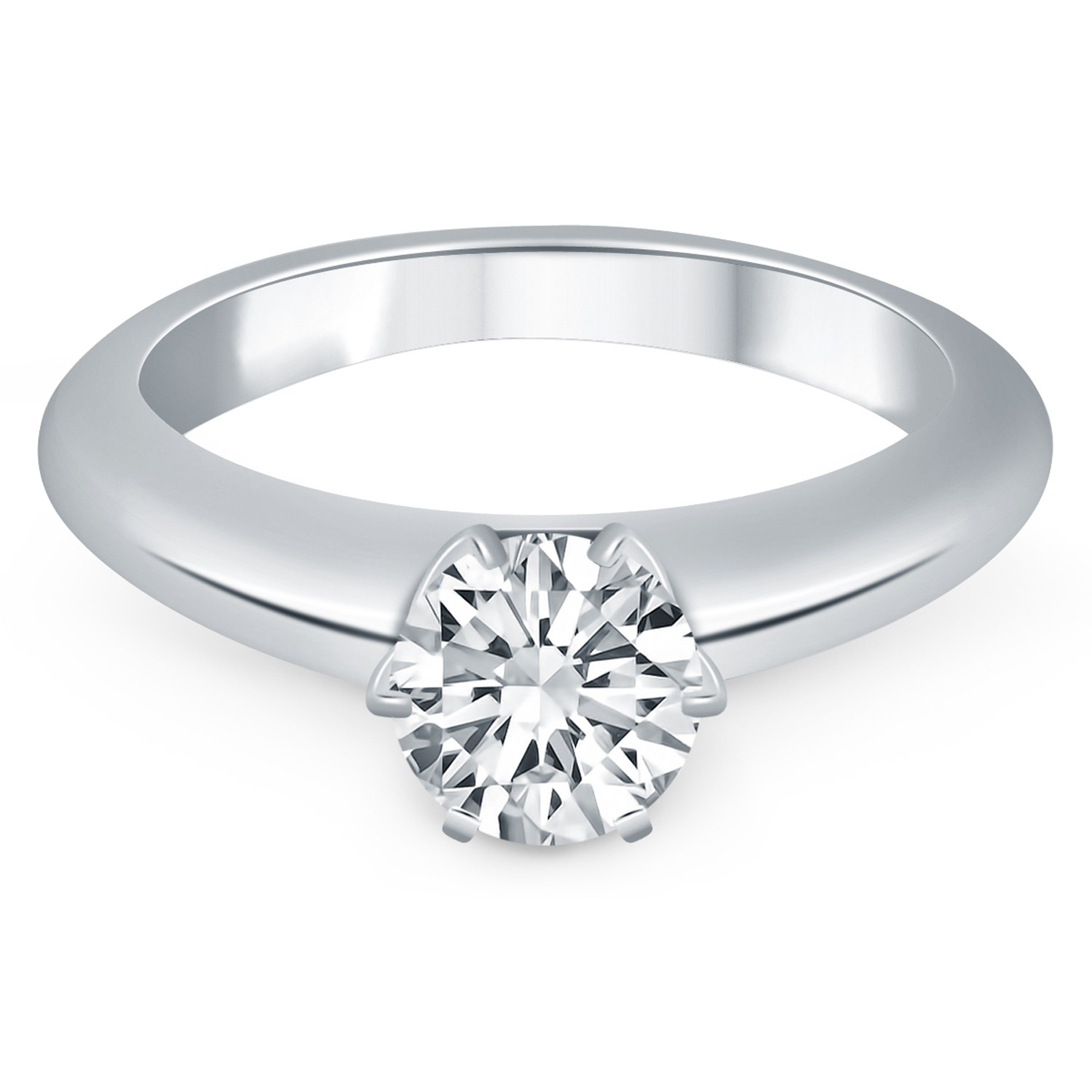 14k White Gold Solitaire Cathedral Engagement Ring thumbnail 2