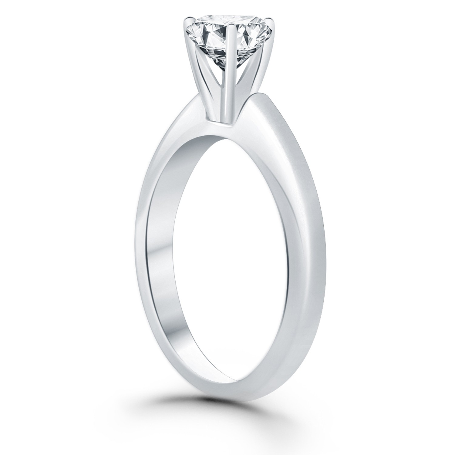 14k White Gold Solitaire Cathedral Engagement Ring thumbnail 3