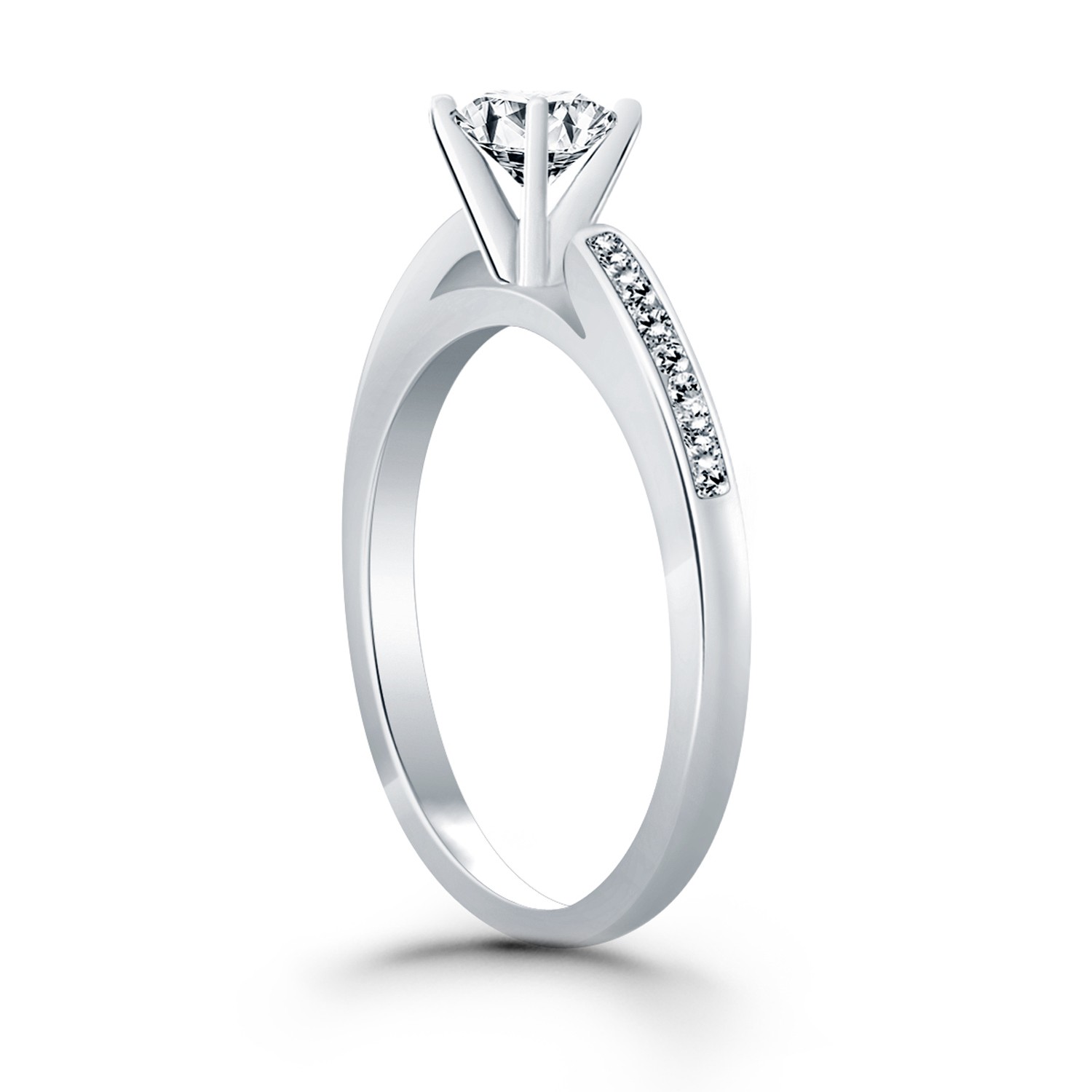 14k White Gold Diamond Channel Cathedral Engagement Ring thumbnail 3