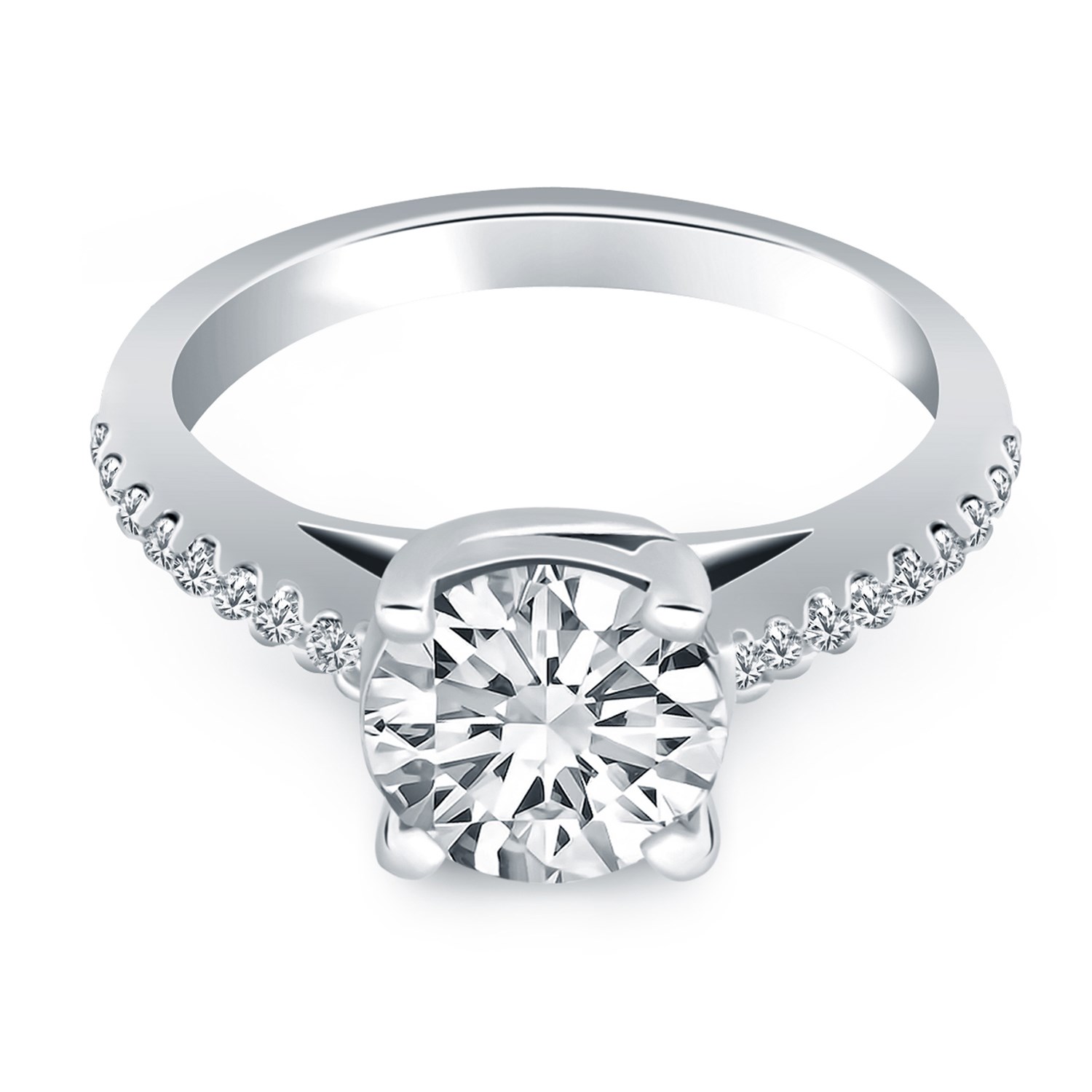 14k White Gold Trellis Diamond Engagement Ring thumbnail 2