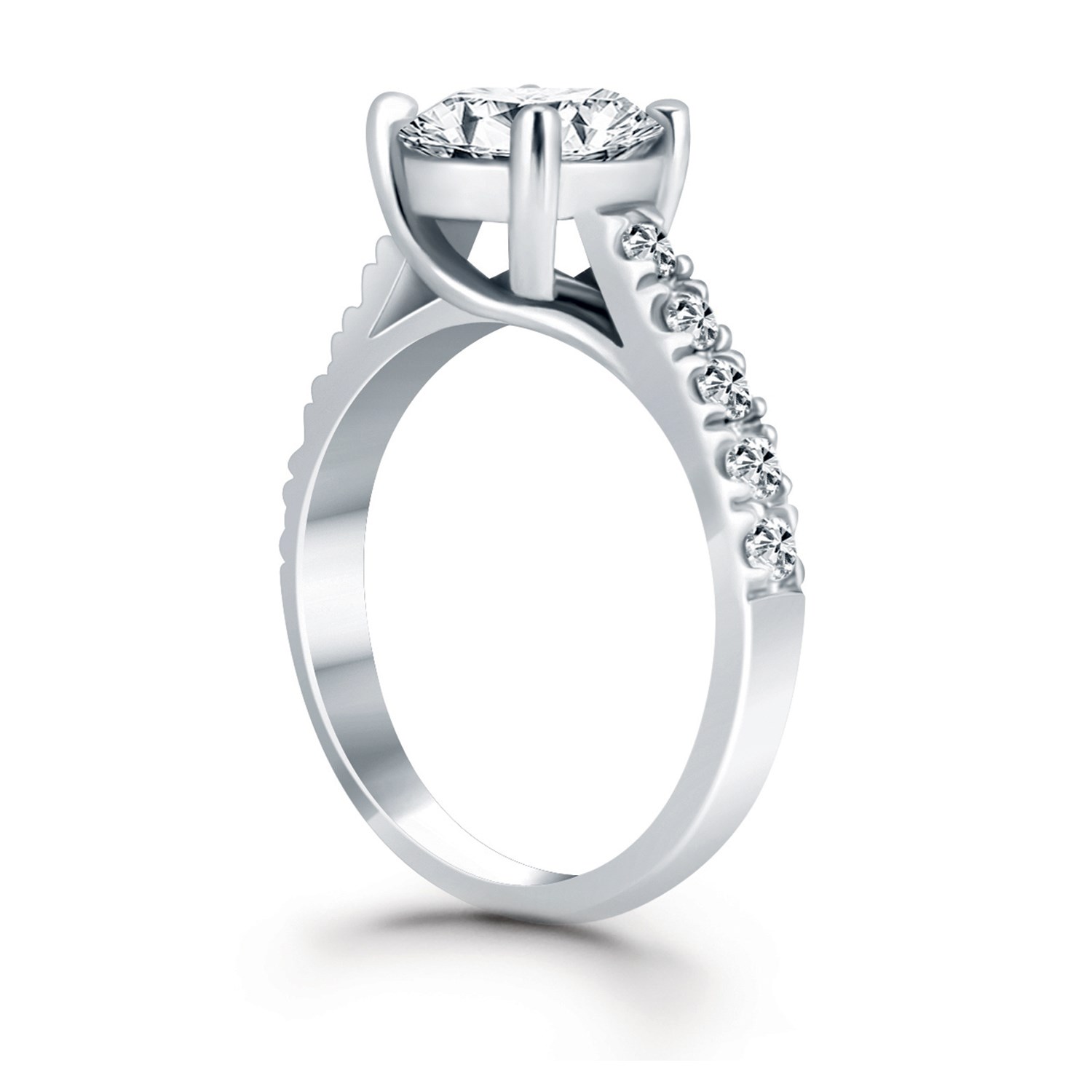 14k White Gold Trellis Diamond Engagement Ring thumbnail 3