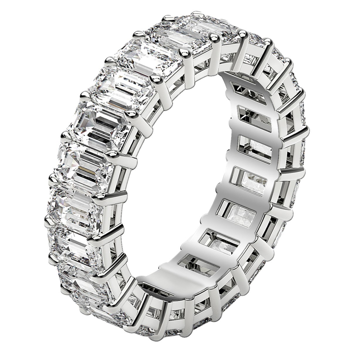 Emerald Cut Lab Grown Diamond Eternity Ring in 14k White Gold (5 cttw FG/VS2) thumbnail 4