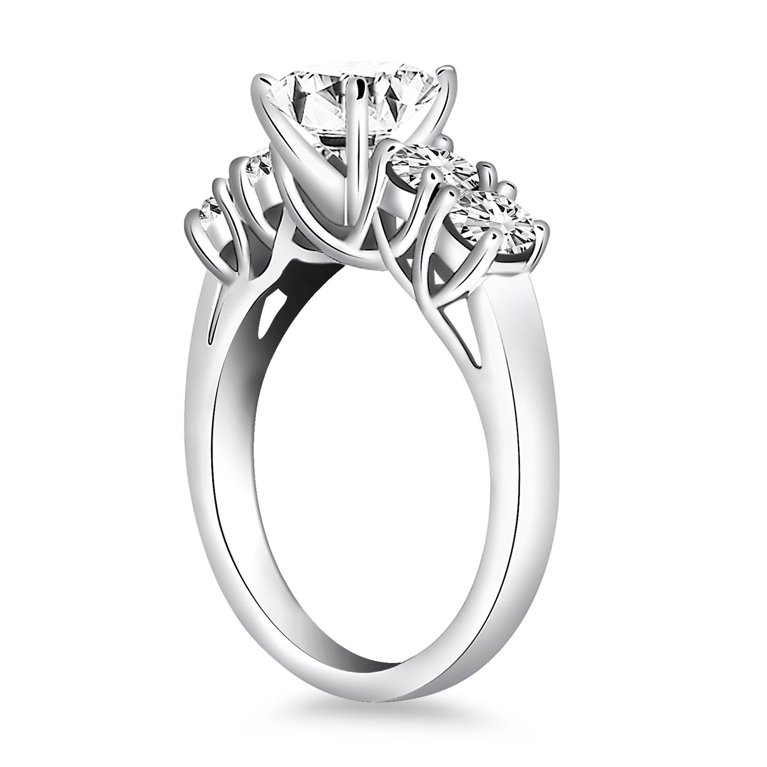 14k White Gold Five Stone Diamond Trellis Engagement Ring thumbnail 2