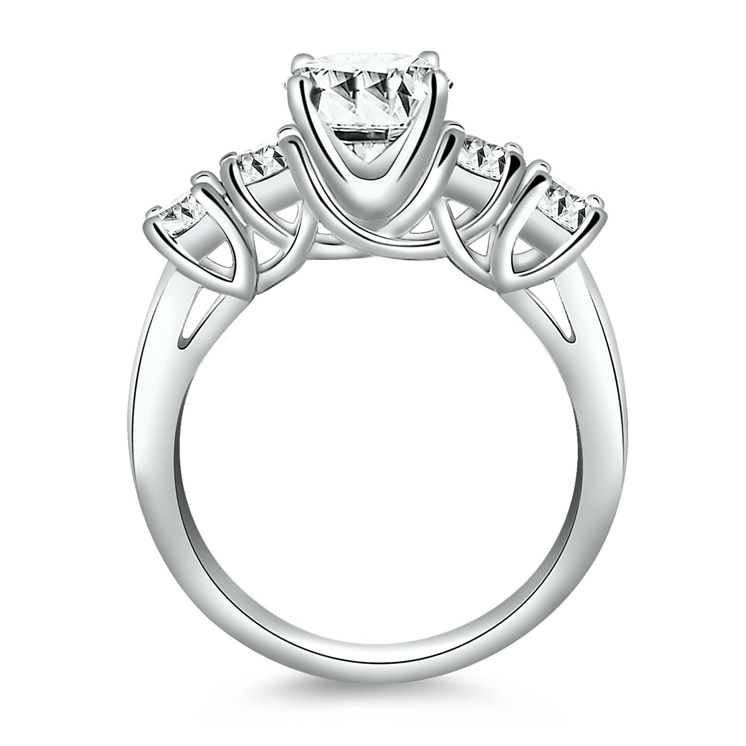 14k White Gold Five Stone Diamond Trellis Engagement Ring thumbnail 3