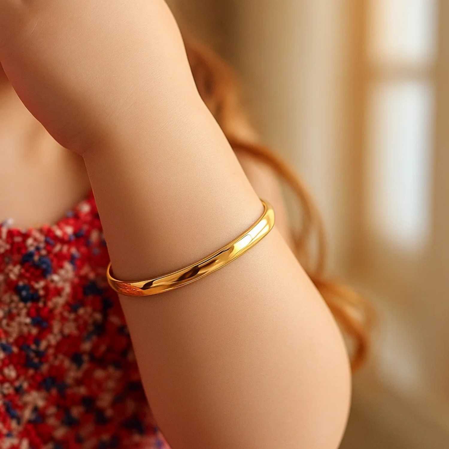 14k Yellow Gold Dome Design Polished Childrens Bangle (5.50 mm) thumbnail 4