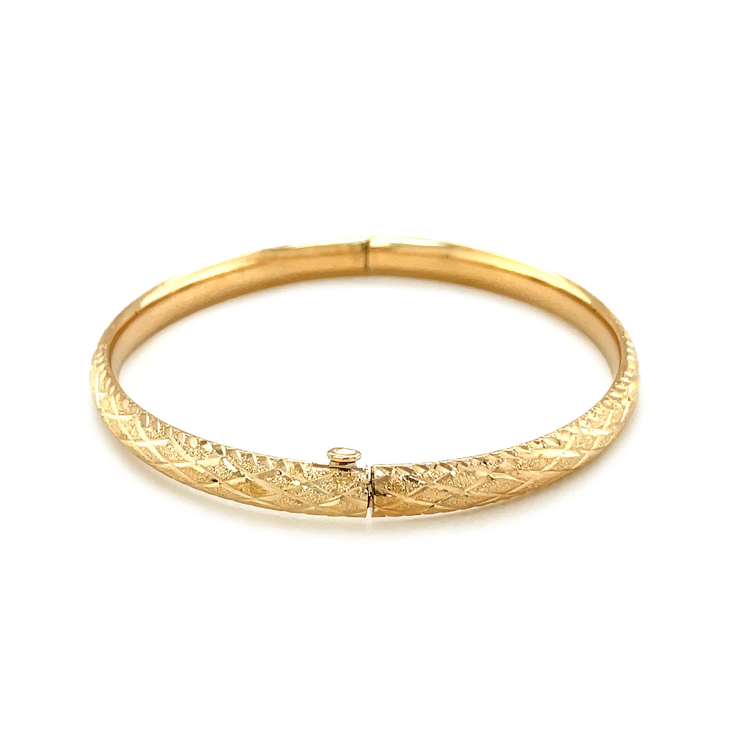 14k Yellow Gold Diamond Cut Design Dome Motif Childrens Bangle (5.50 mm) thumbnail 2