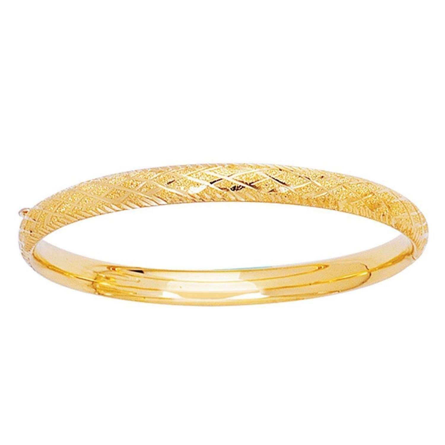 14k Yellow Gold Diamond Cut Design Dome Motif Childrens Bangle (5.50 mm) thumbnail 4