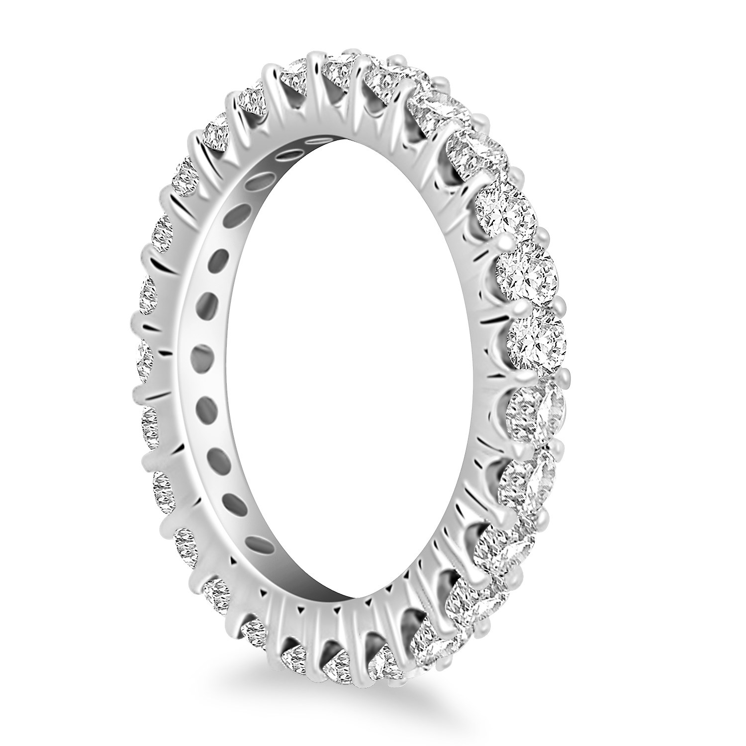 14k White Gold Common Prong Round Diamond Eternity Ring thumbnail 2