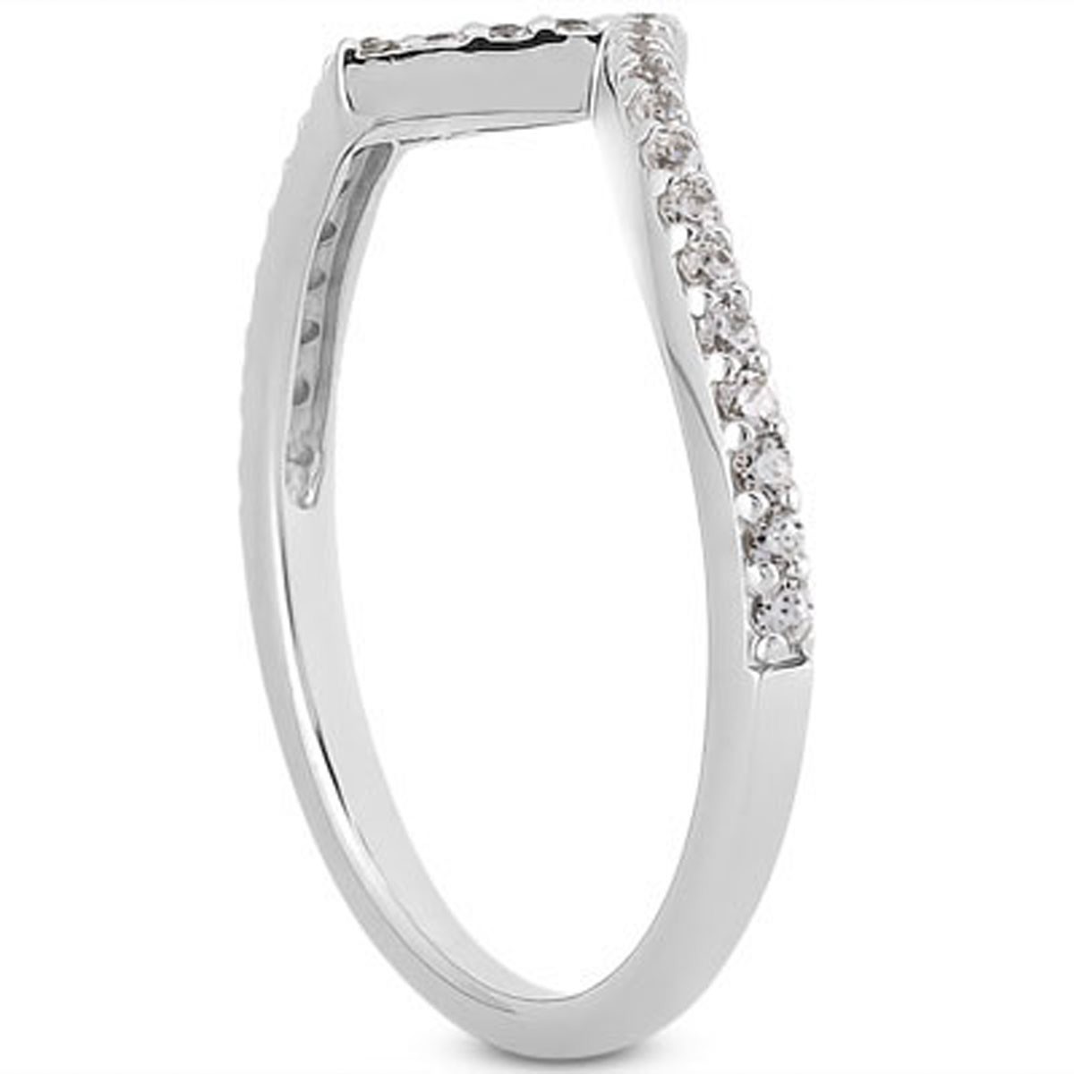 14k White Gold Fancy Zig Zag Pave Diamond Wedding Ring Band thumbnail 2