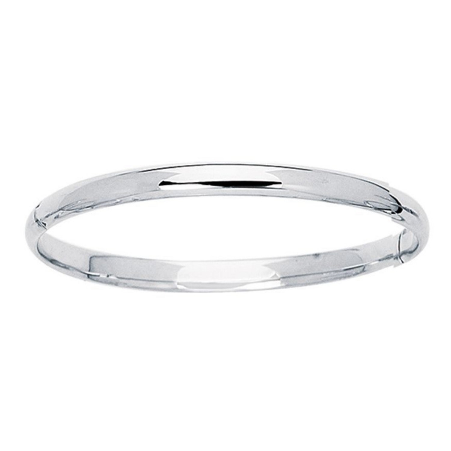 14k White Gold Dome Childrens Bangle with a Polished Finish (5.50 mm) thumbnail 2