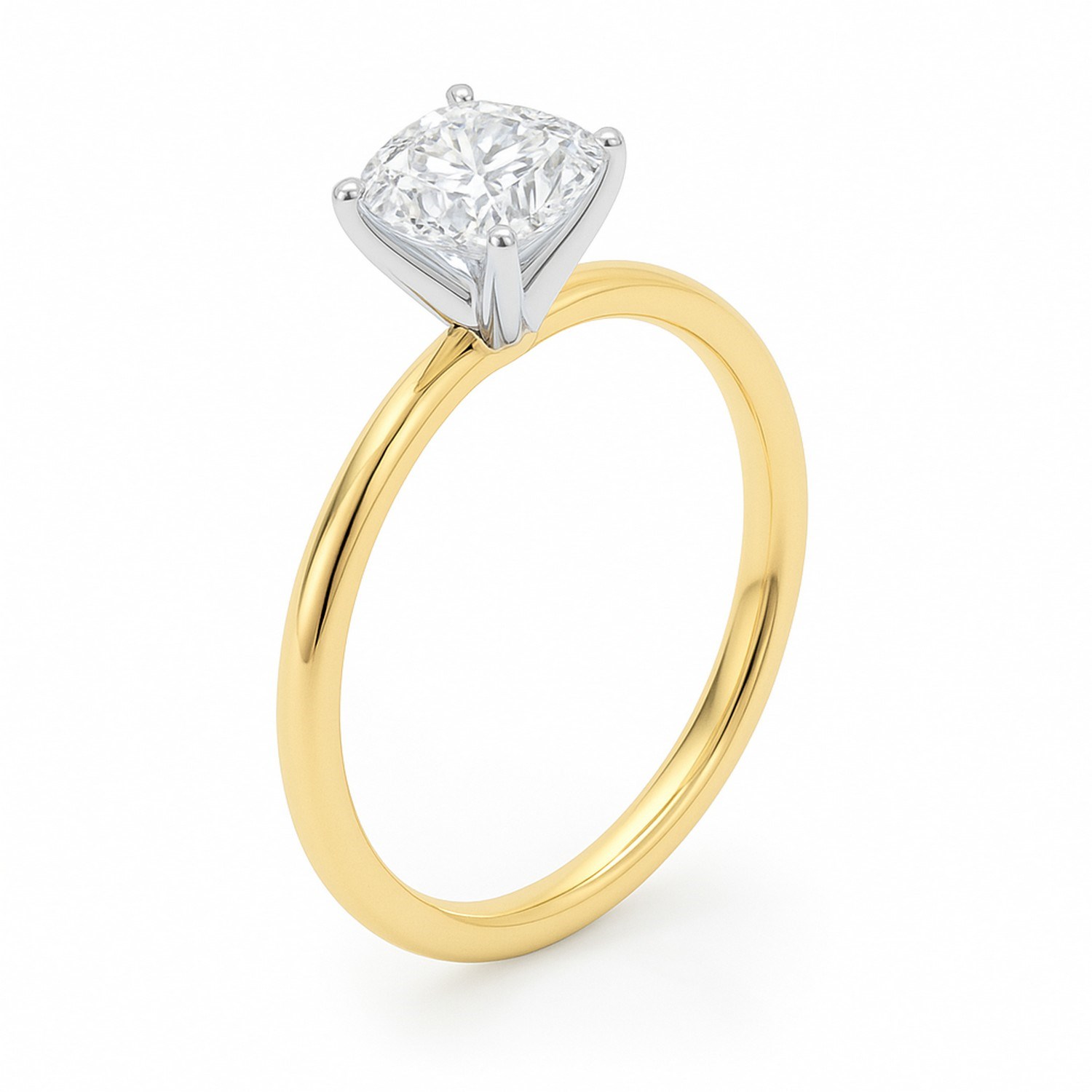 1.50Ct Cushion Lab Grown IGI G/VS1 Diamond Ring in 10K Yellow Gold thumbnail 3