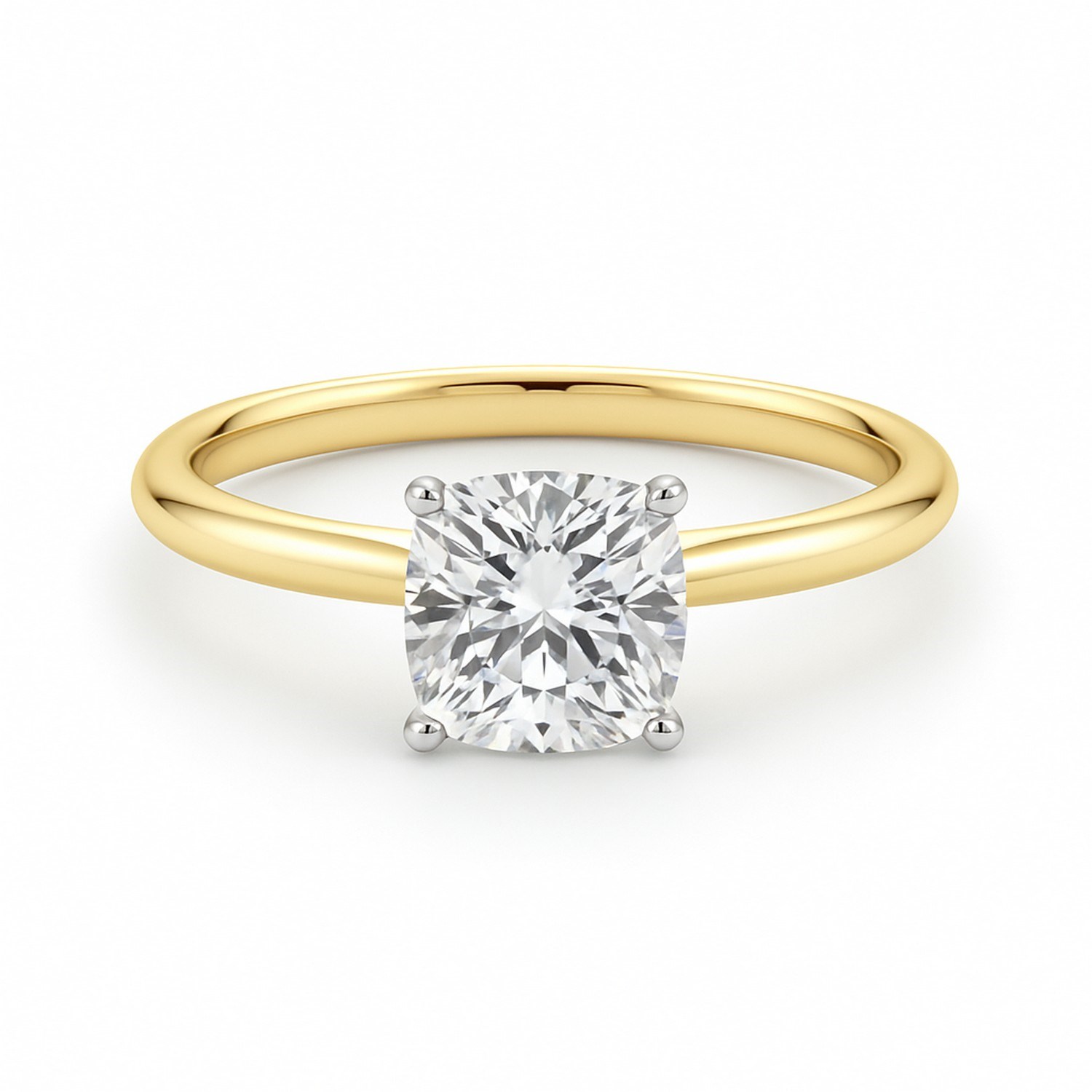 1.50Ct Cushion Lab Grown IGI G/VS1 Diamond Ring in 10K Yellow Gold thumbnail 4
