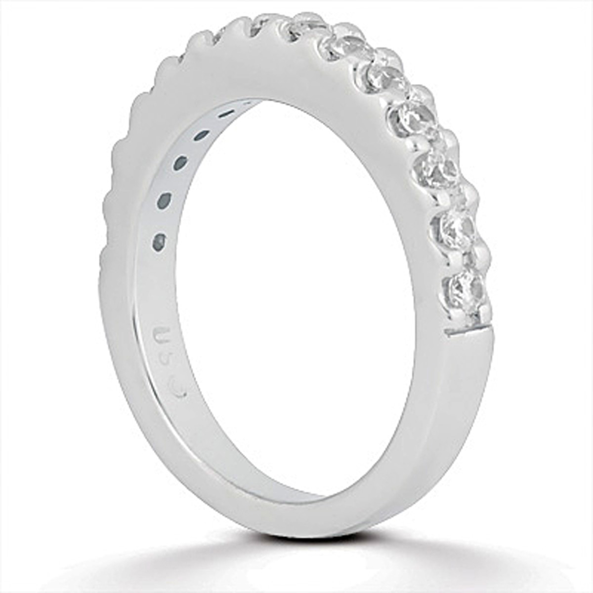 14k White Gold Shared Prong Diamond Wedding Ring Band thumbnail 2