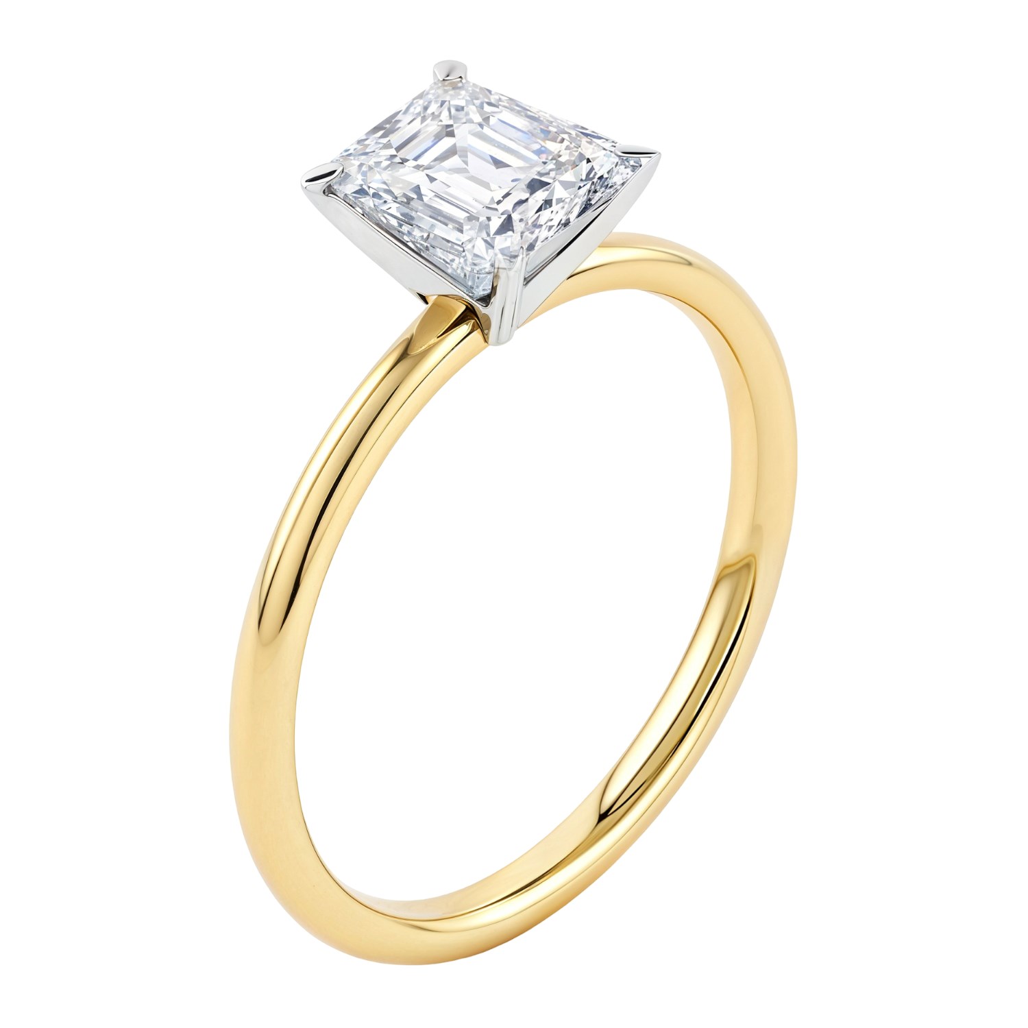 2 Carat Emerald Lab Grown IGI G/VS1 Diamond Solitaire Ring in 14K Yellow Gold thumbnail 3