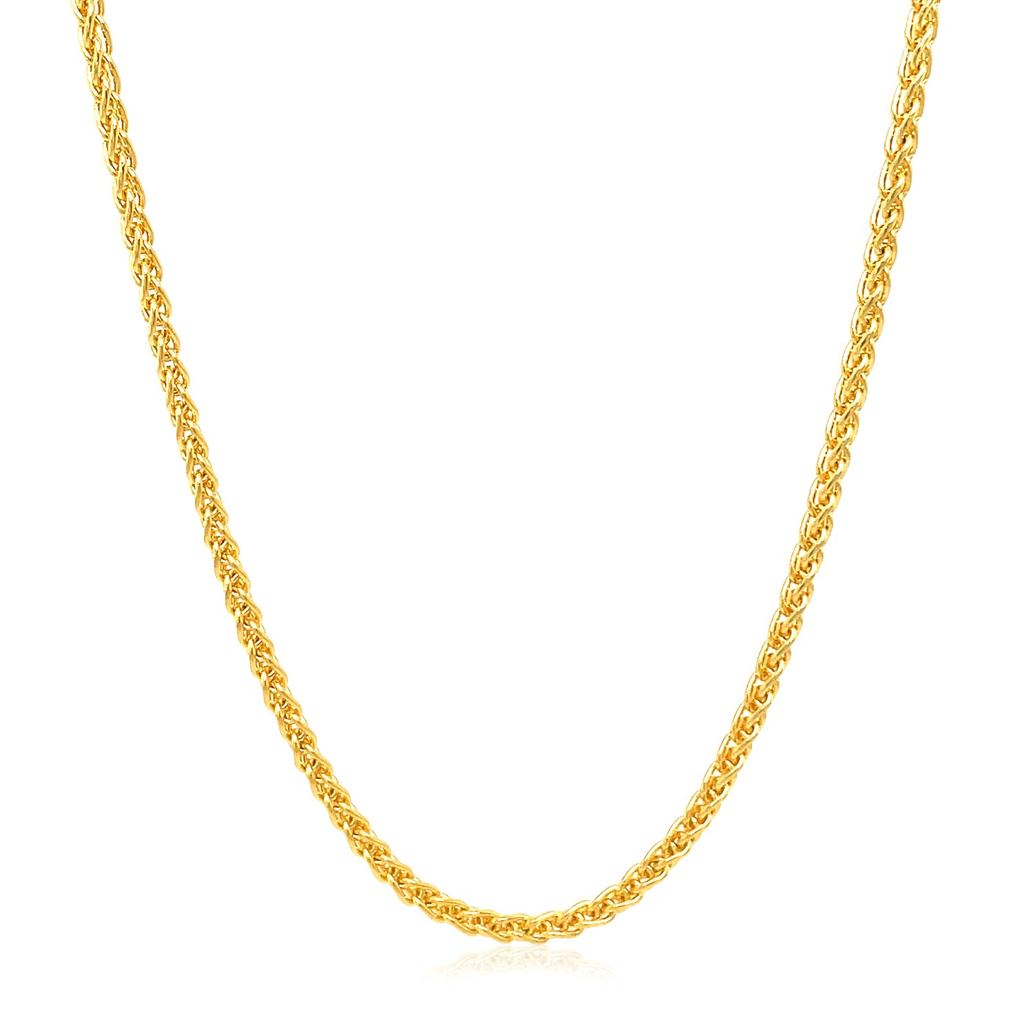 14k Yellow Gold Round Wheat Chain (2.1 mm) thumbnail 2