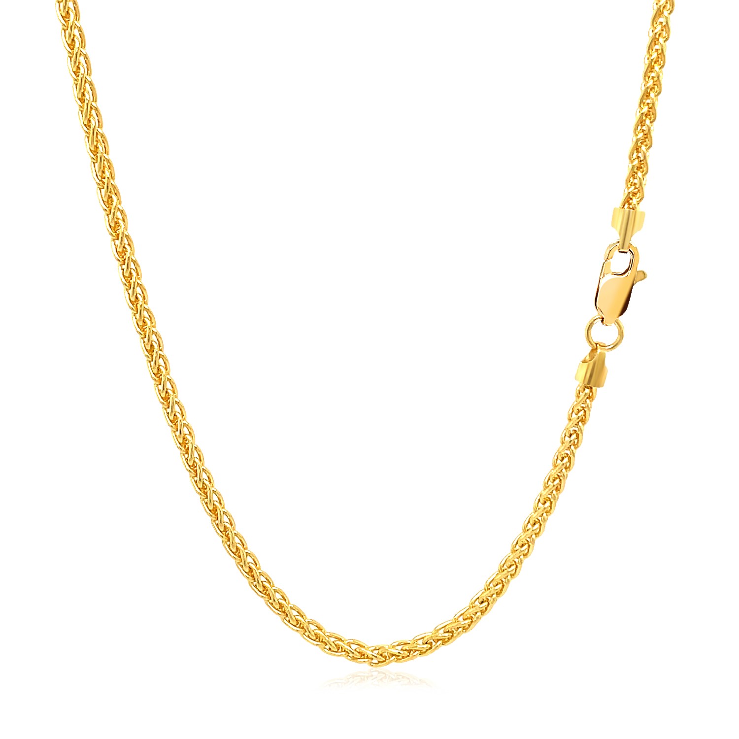 14k Yellow Gold Round Wheat Chain (2.1 mm) thumbnail 3