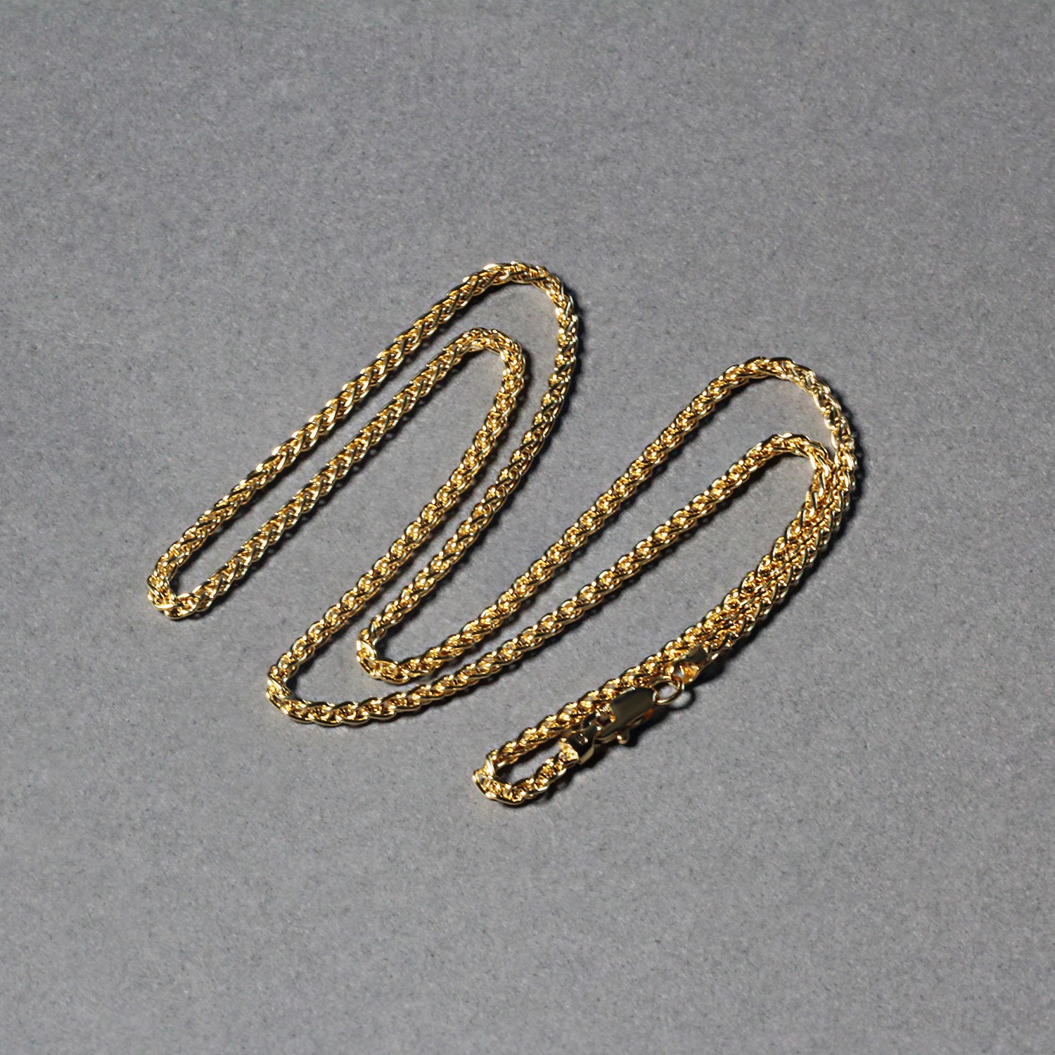 14k Yellow Gold Round Wheat Chain (2.1 mm) thumbnail 6