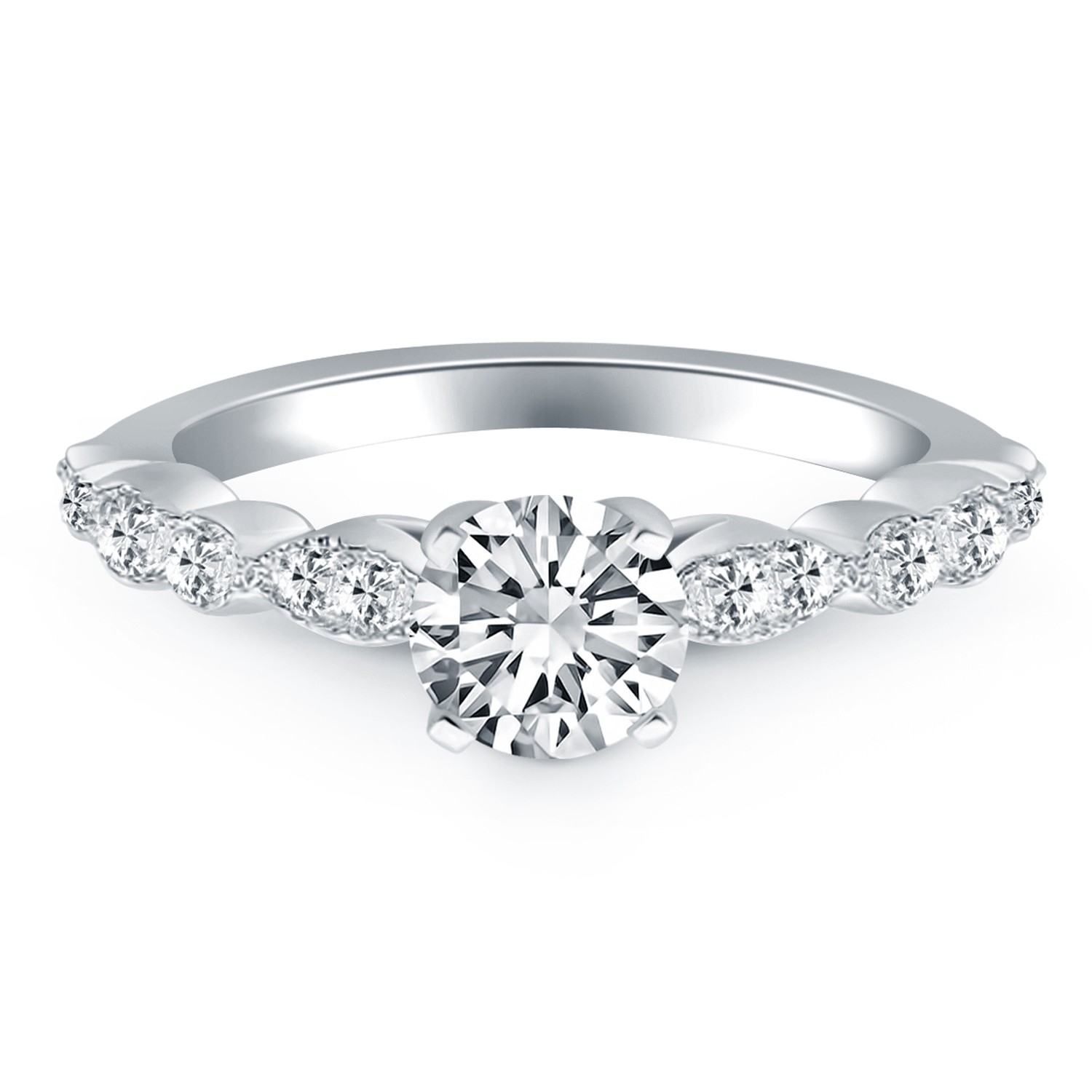 14k White Gold Fancy Shaped Diamond Engagement Ring thumbnail 2