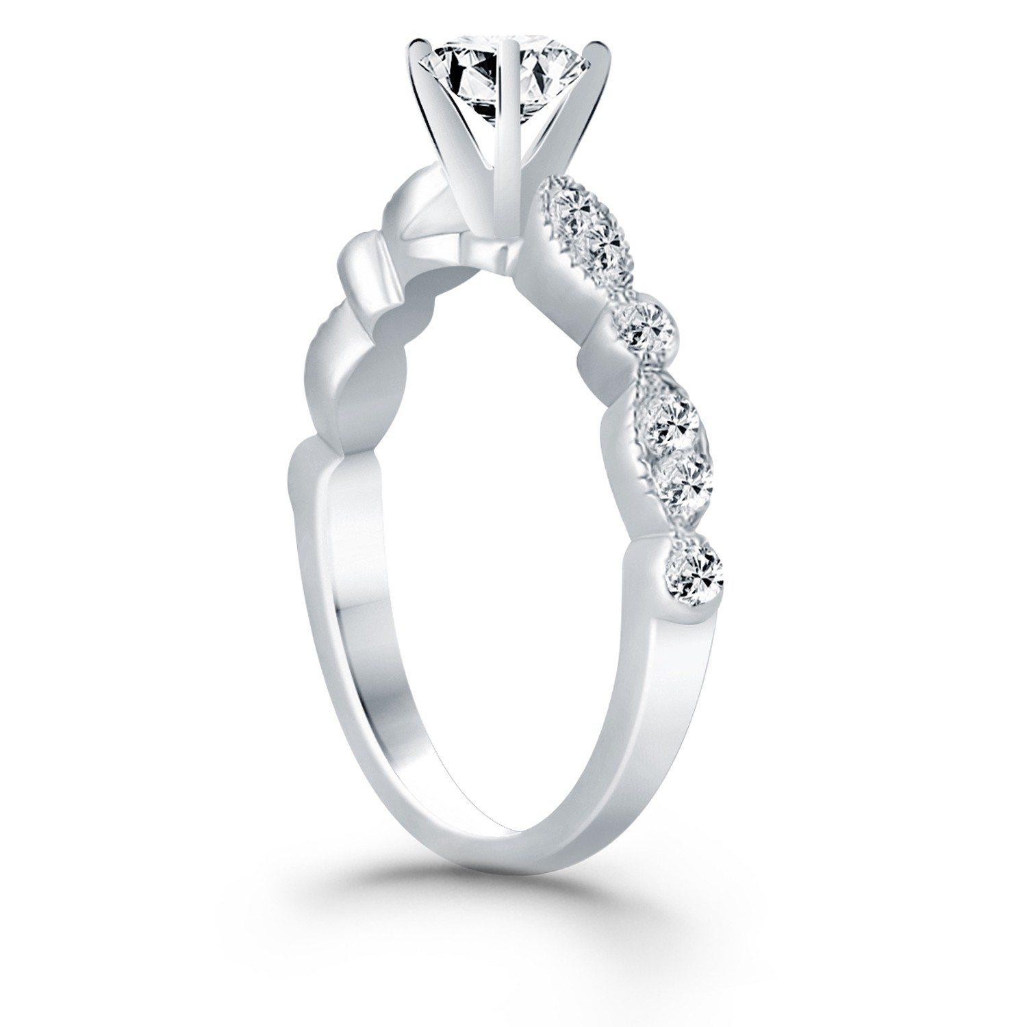 14k White Gold Fancy Shaped Diamond Engagement Ring thumbnail 3