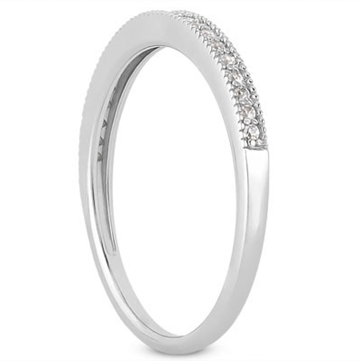 14k White Gold Diamond Micro Pave Diamond Milgrain Wedding Ring Band thumbnail 2