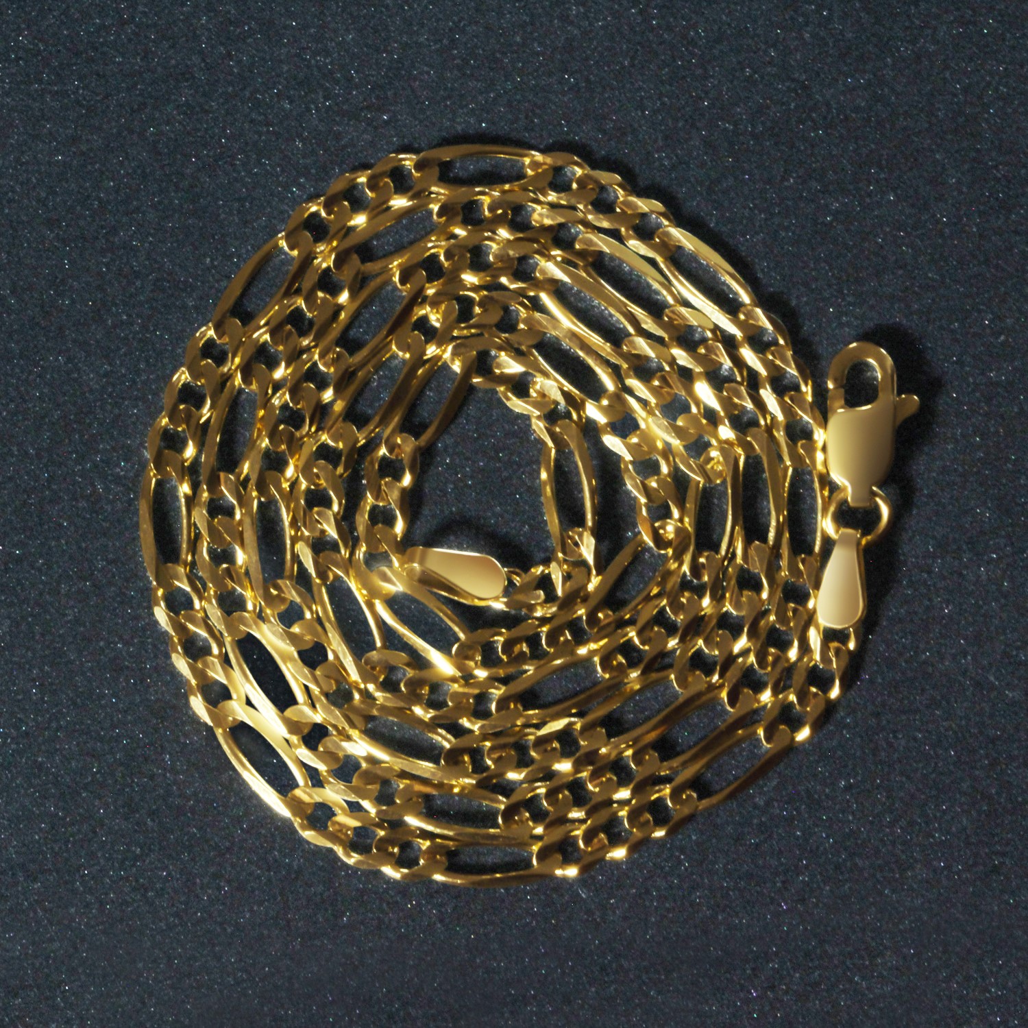 14k Yellow Gold Solid Figaro Chain (3.00 mm) thumbnail 6