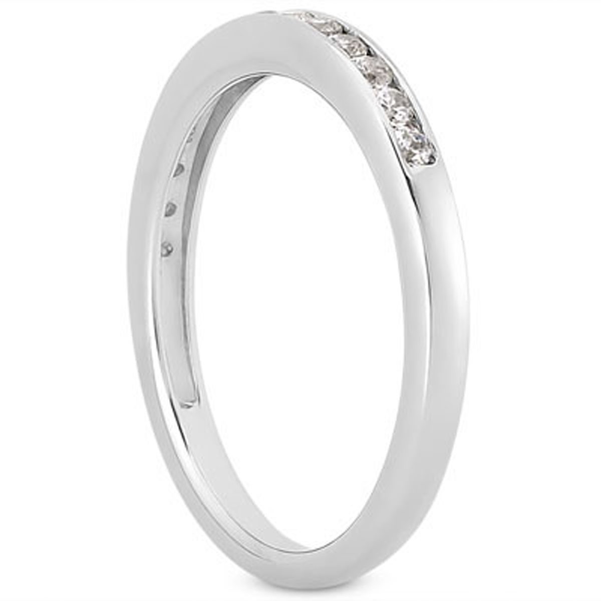 14k White Gold Channel Set Diamond Wedding Ring Band Set 1/3 Around thumbnail 2