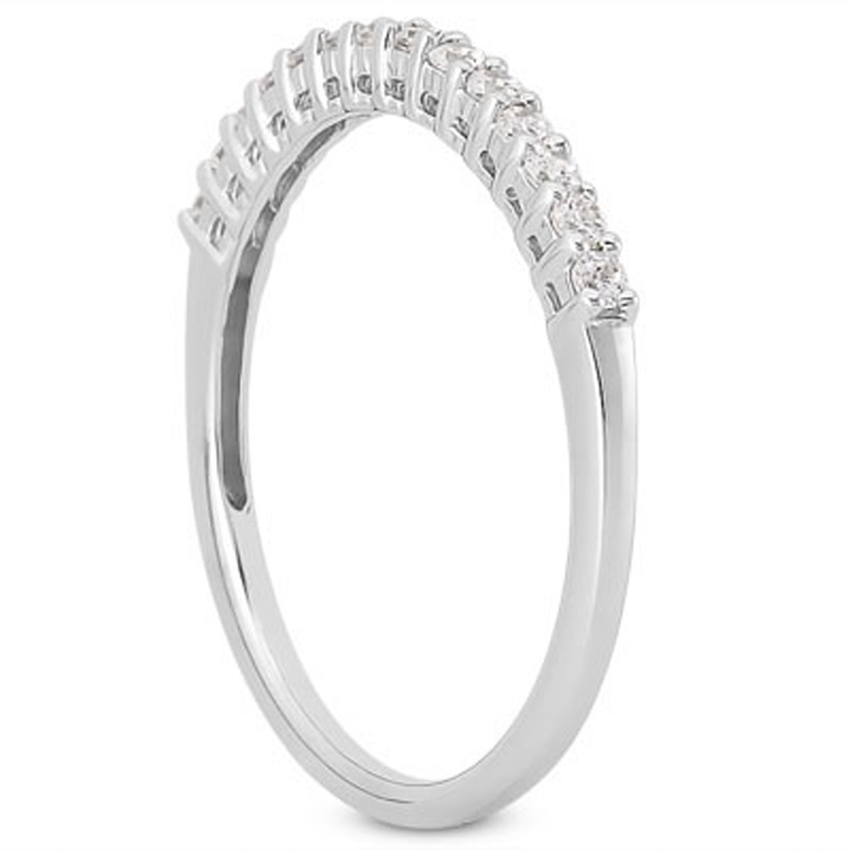 14k White Gold Shared Prong Diamond Wedding Ring Band with Airline Gallery thumbnail 2