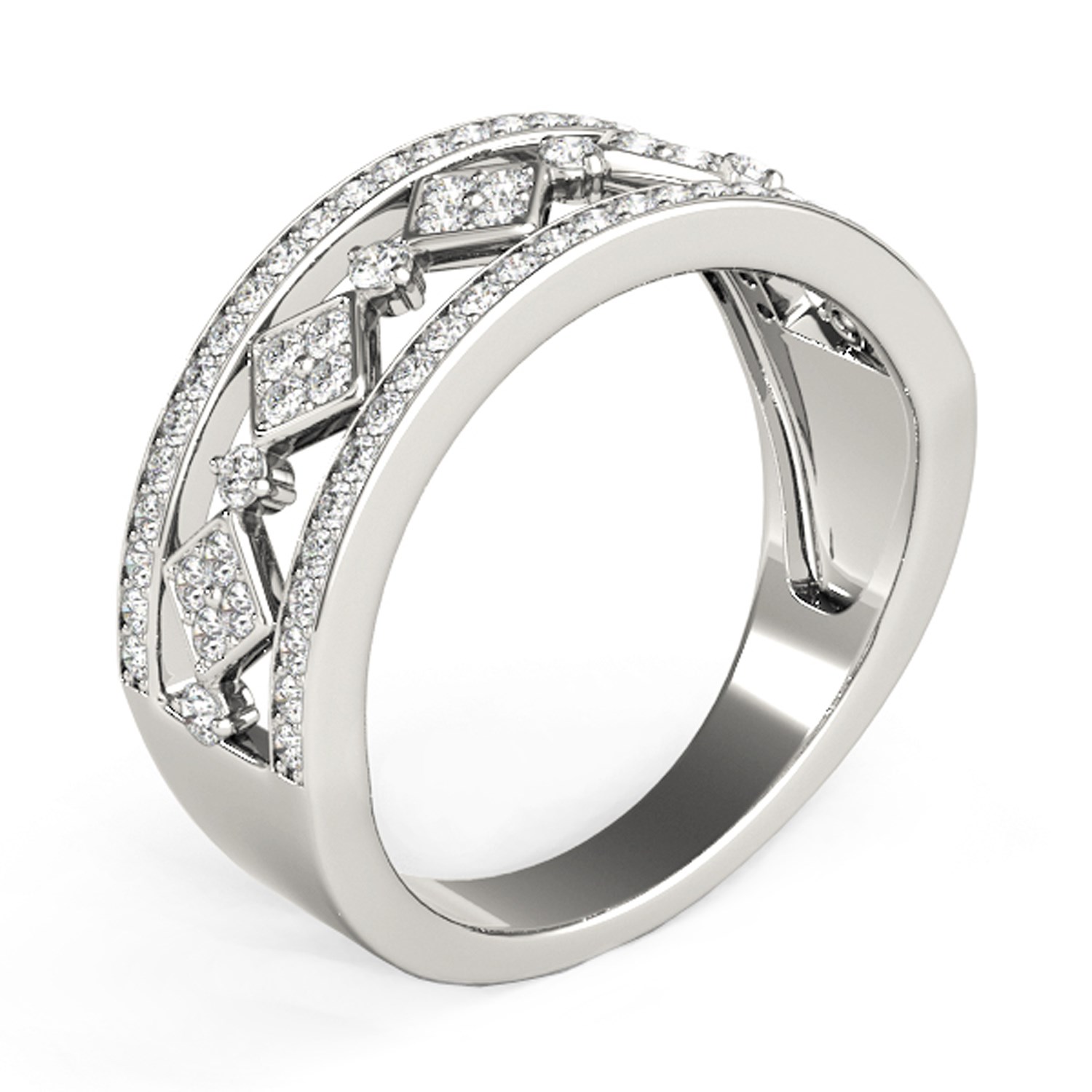 Diamond Studded Square Motif Ring in 14k White Gold (1/2 cttw) thumbnail 4