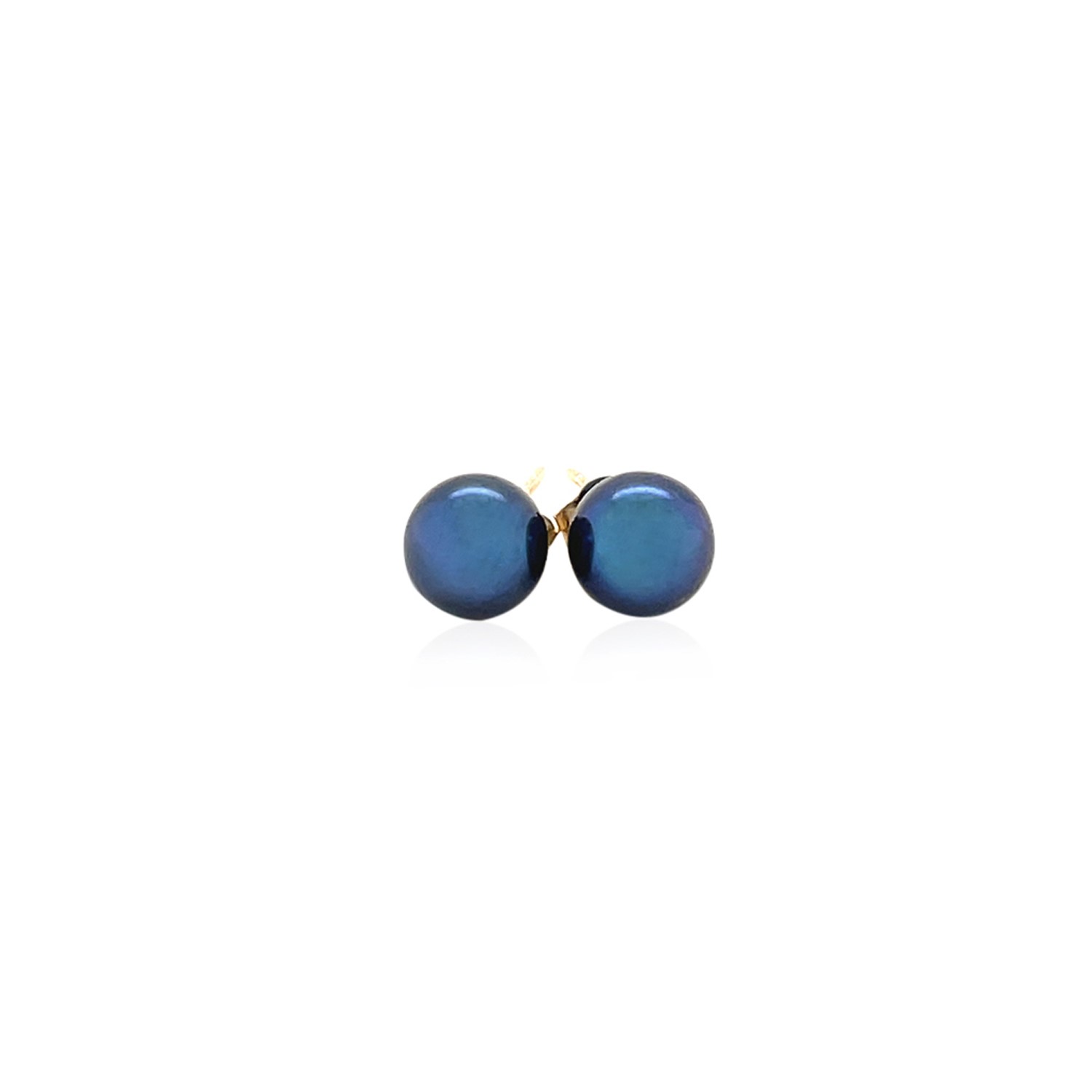 14k Yellow Gold Cultured Black Pearl Stud Earrings (6mm) thumbnail 2