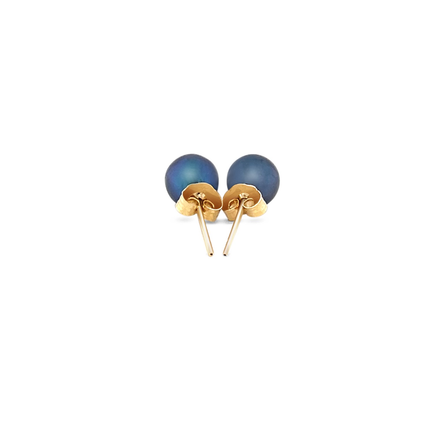 14k Yellow Gold Cultured Black Pearl Stud Earrings (6mm) thumbnail 3