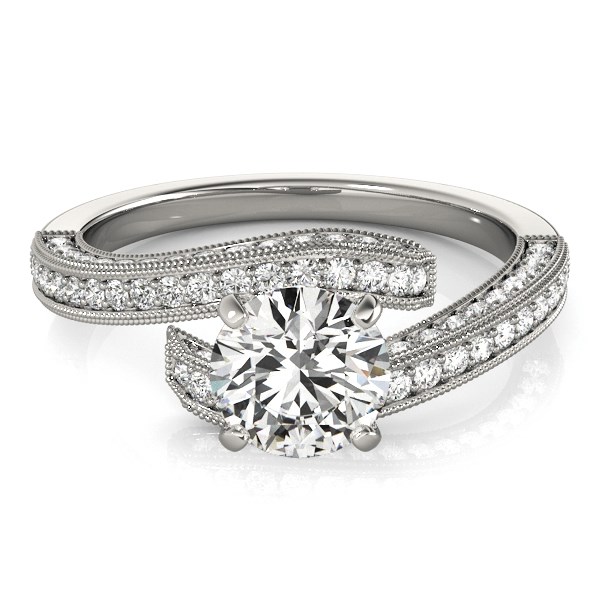 14k White Gold Round Diamond Bypass Style Engagement Ring (1 1/2 cttw) thumbnail 2