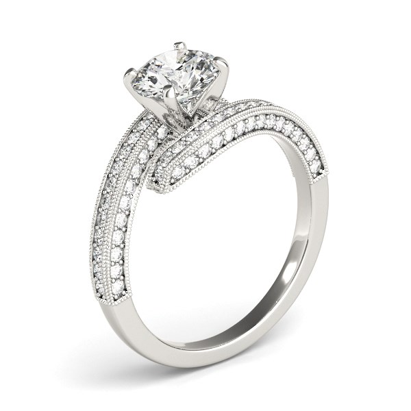 14k White Gold Round Diamond Bypass Style Engagement Ring (1 1/2 cttw) thumbnail 3