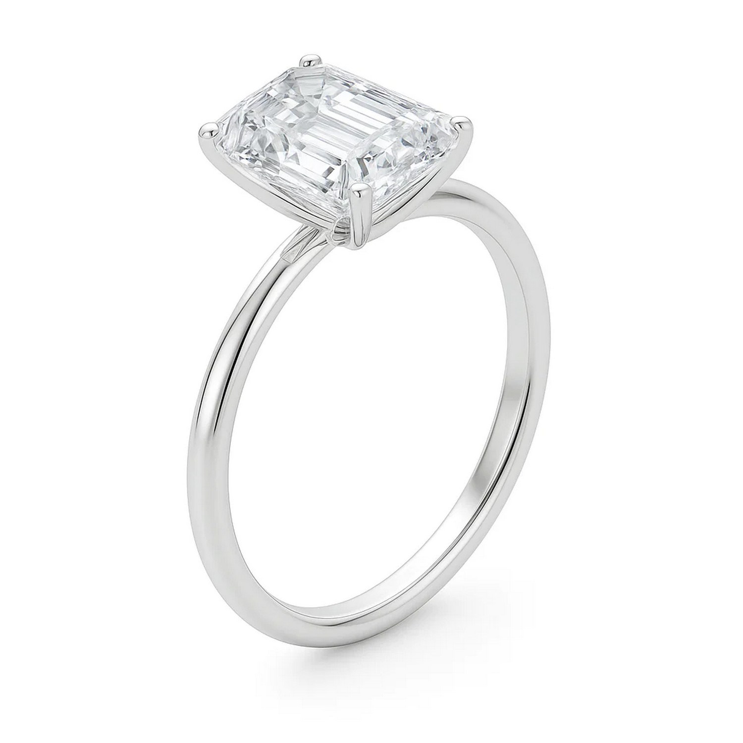 5 Carat Emerald Lab Grown IGI G/VS1 Diamond Solitaire Ring in 14K White Gold thumbnail 3